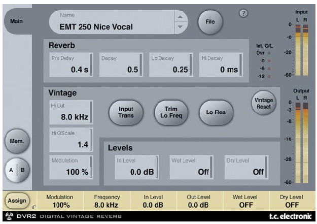 TC Electronic DVR2 经典数字混响插件