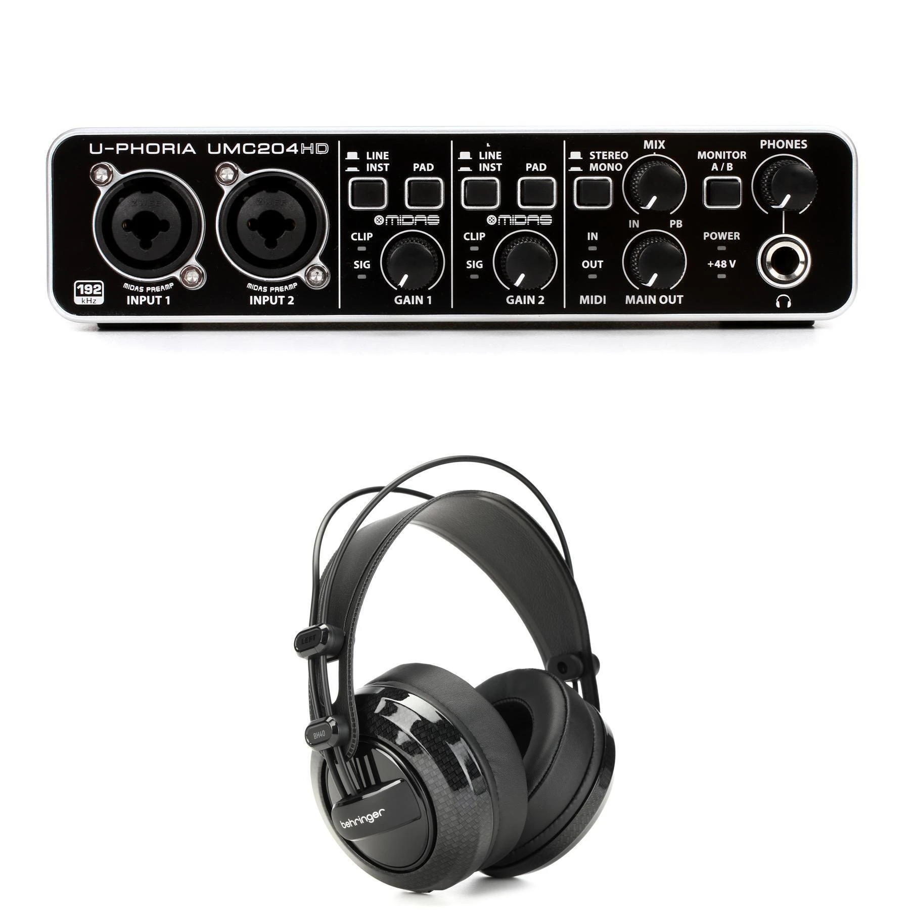 Behringer U-Phoria UMC204HD USB 音频接口和耳机