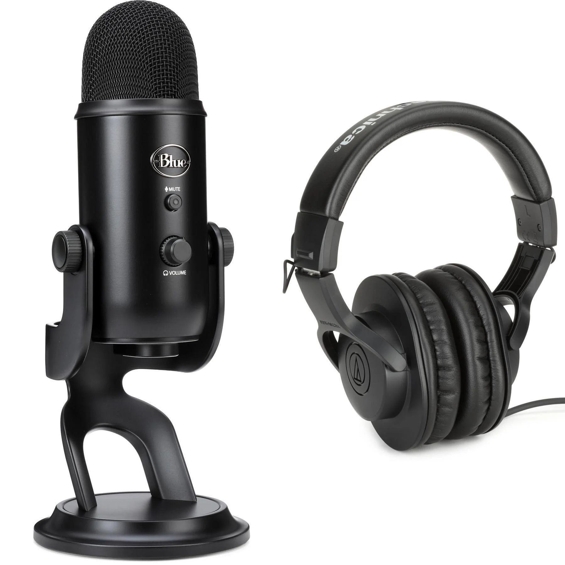 Blue Microphones Yeti 多指向 USB 电容麦克风，含 M20x 耳机 - 黑色
