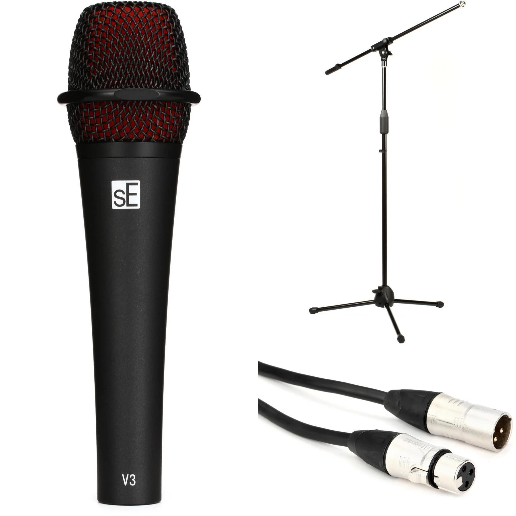 sE Electronics V3 手持动圈麦克风套装，含支架和线缆