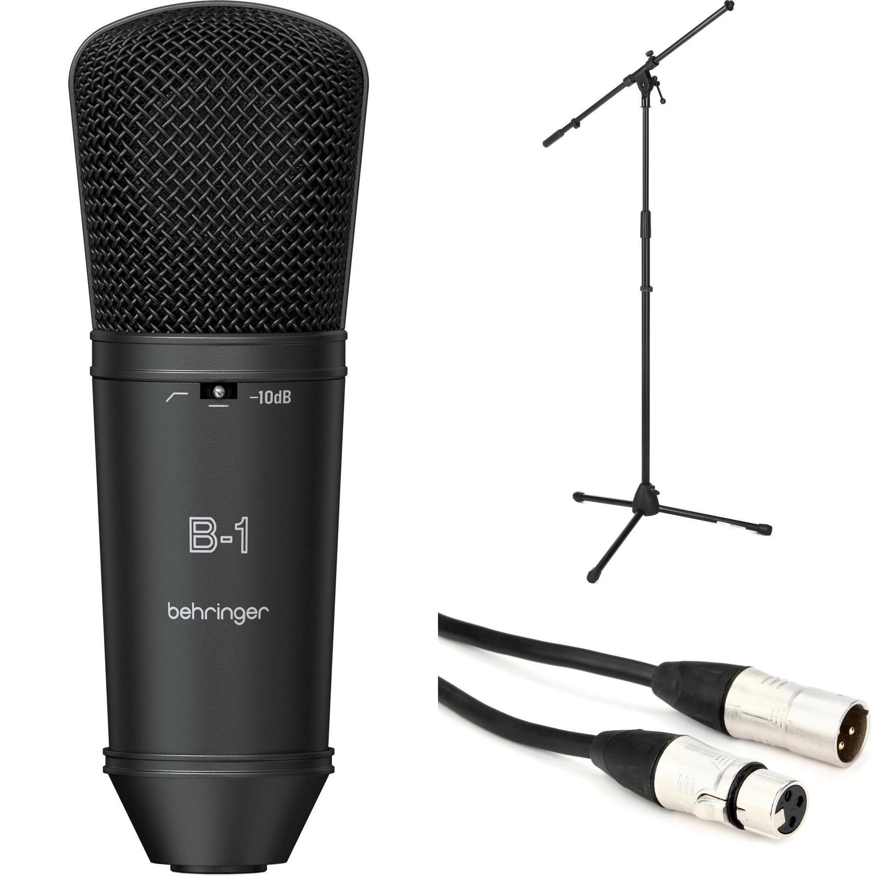 Behringer B-1 大振膜电容麦克风，含支架和线缆 - 暗夜版