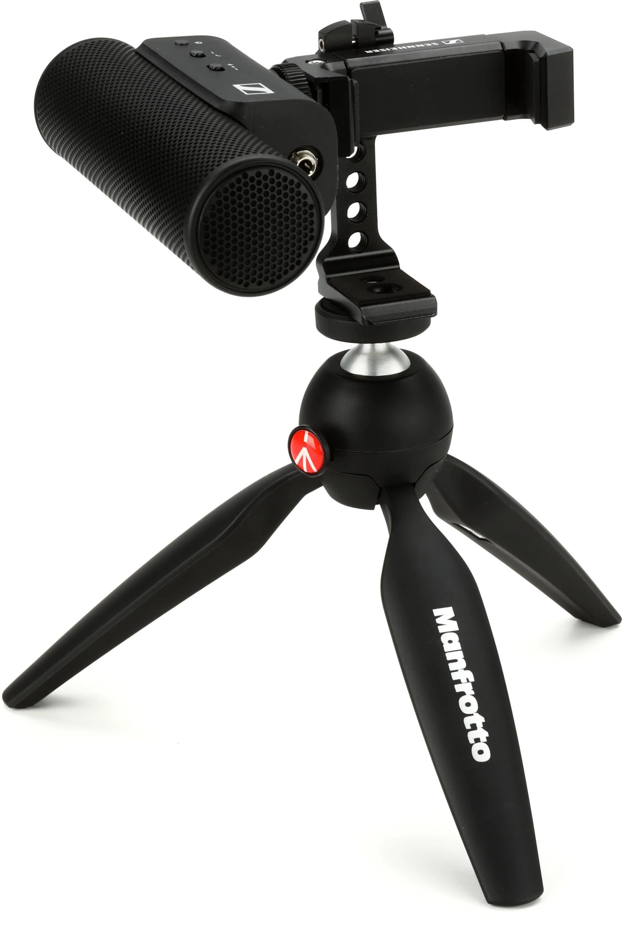 Sennheiser MKE 400 机载枪式麦克风，含智能手机夹和三脚架支架