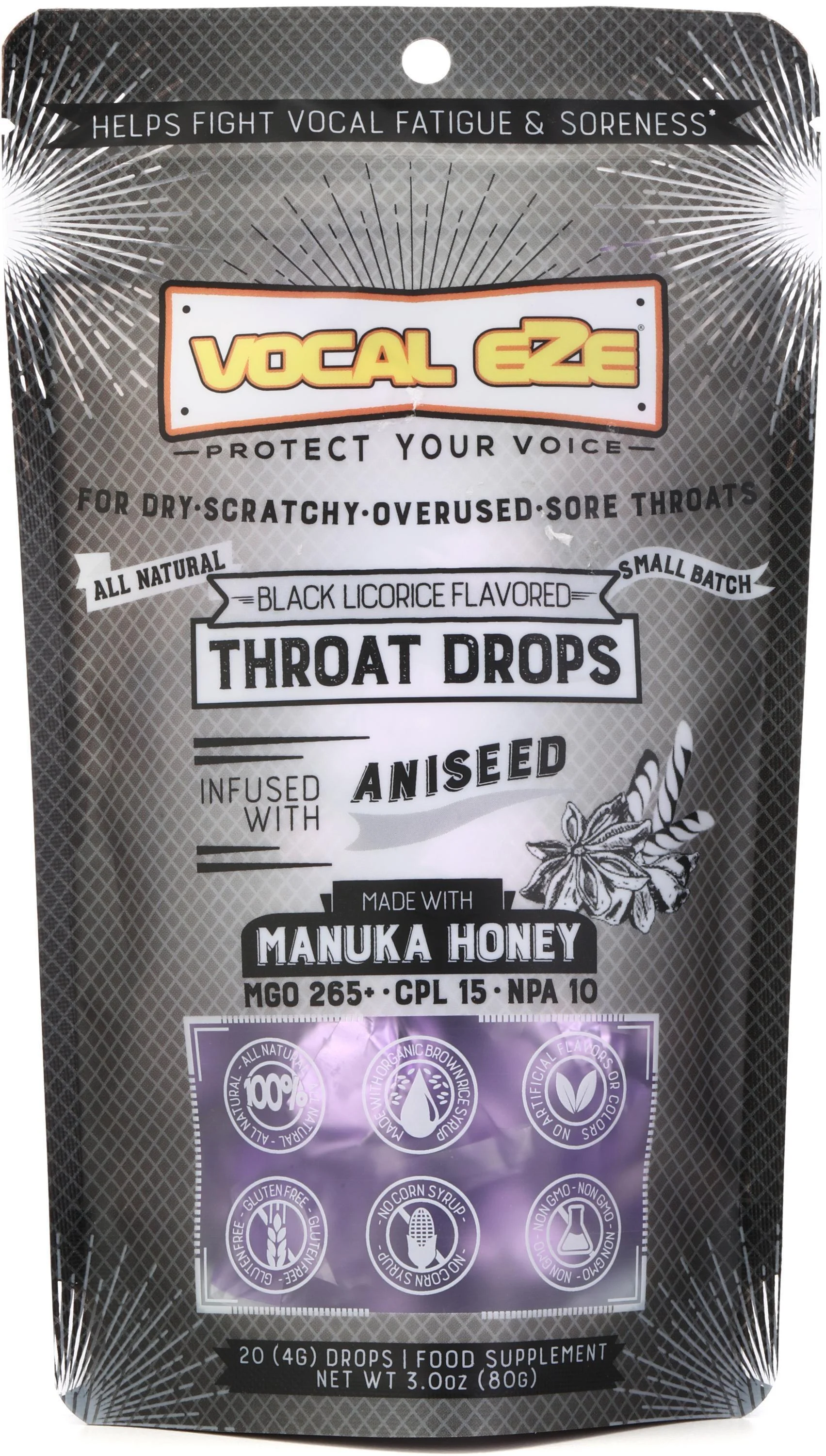 Vocal Eze 麦卢卡蜂蜜润喉糖 20包 - 茴香味