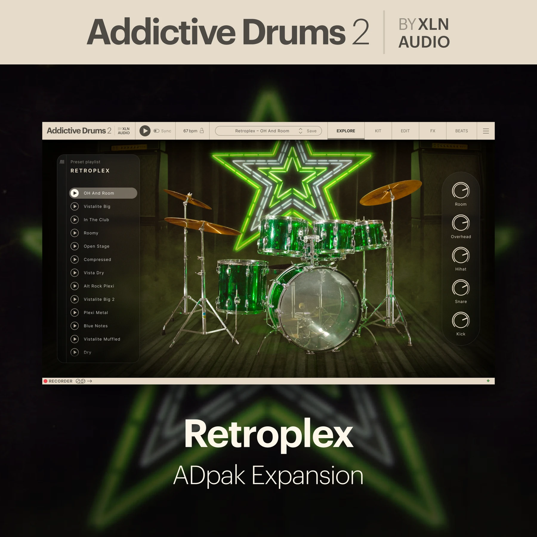 XLN Audio Retroplex 适用于 Addictive Drums 2.5 的 ADpak 扩展包