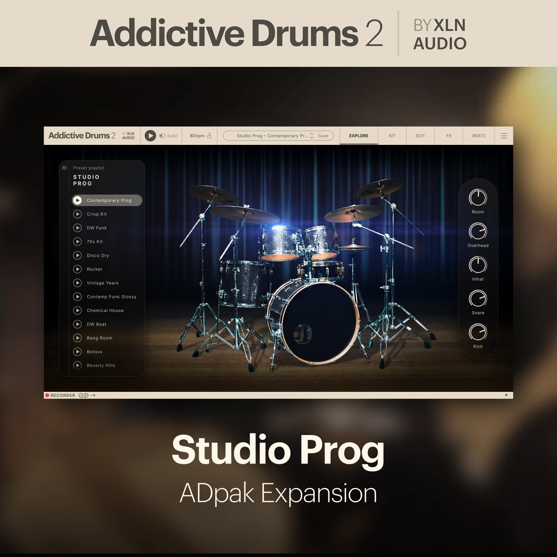 XLN Audio Studio Prog 适用于 Addictive Drums 2.5 的 ADpak 扩展包
