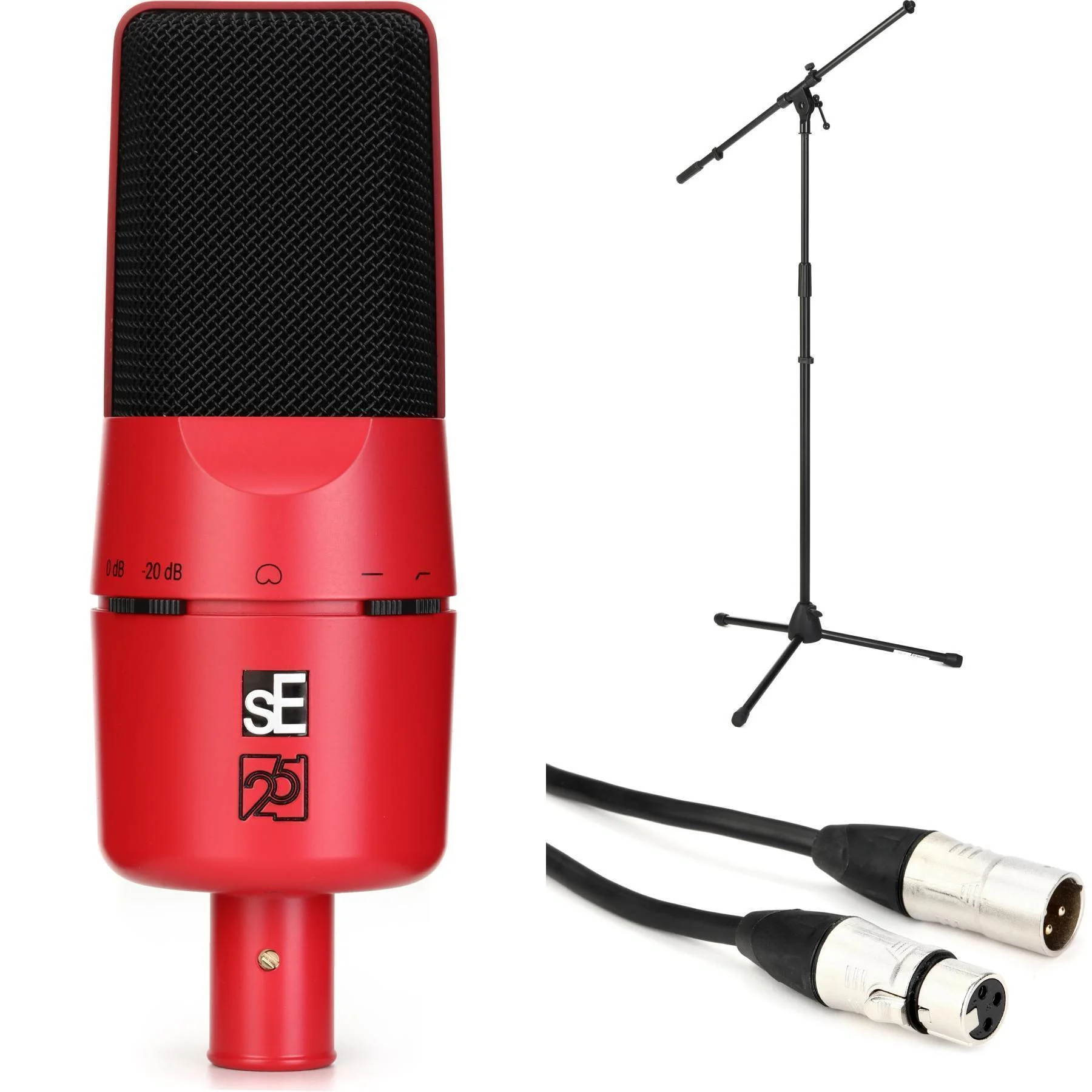 sE Electronics X1 A 大振膜电容麦克风，带支架和线缆 - 红色25周年纪念版