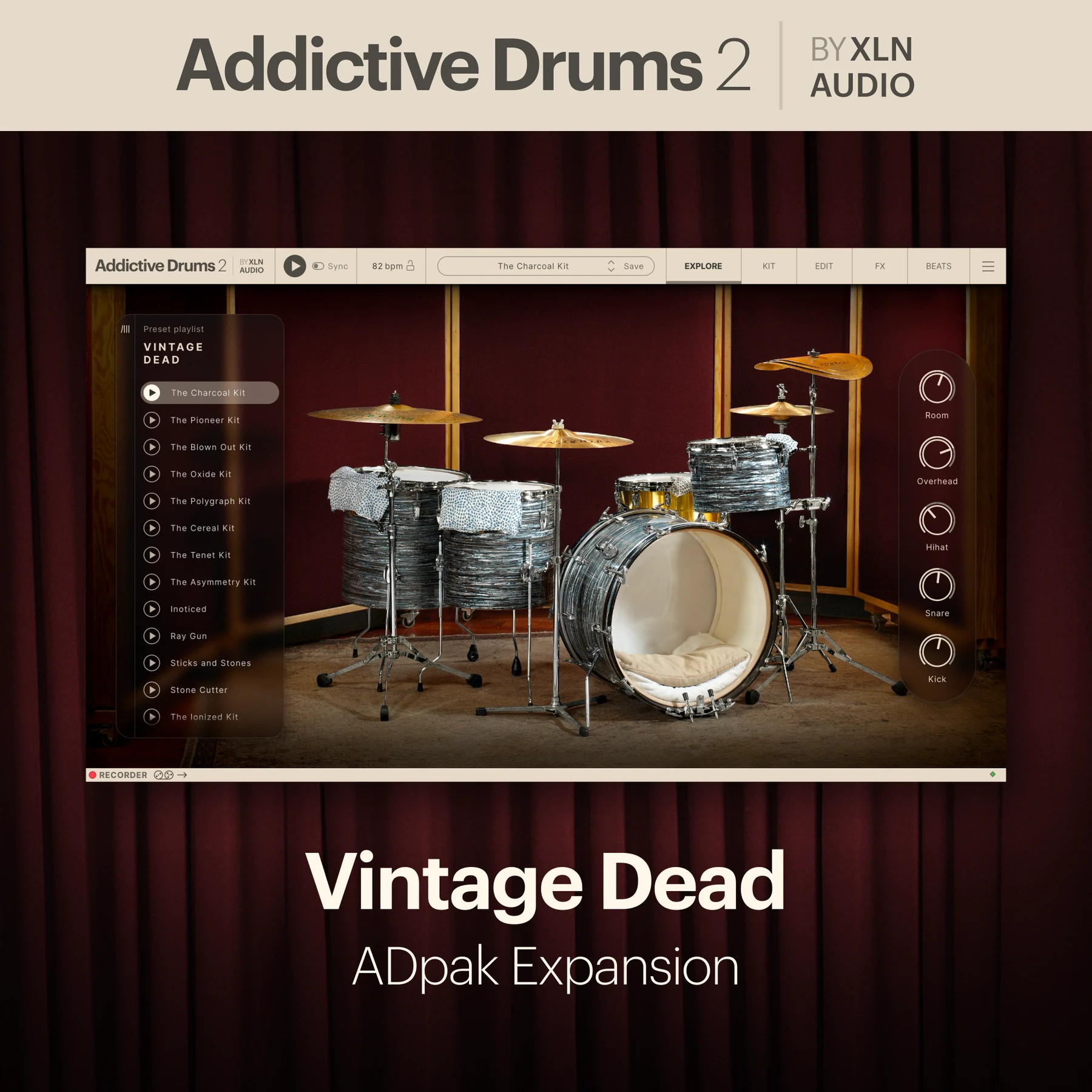 XLN Audio Vintage Dead ADpak 适用于 Addictive Drums 2.5 的扩展包