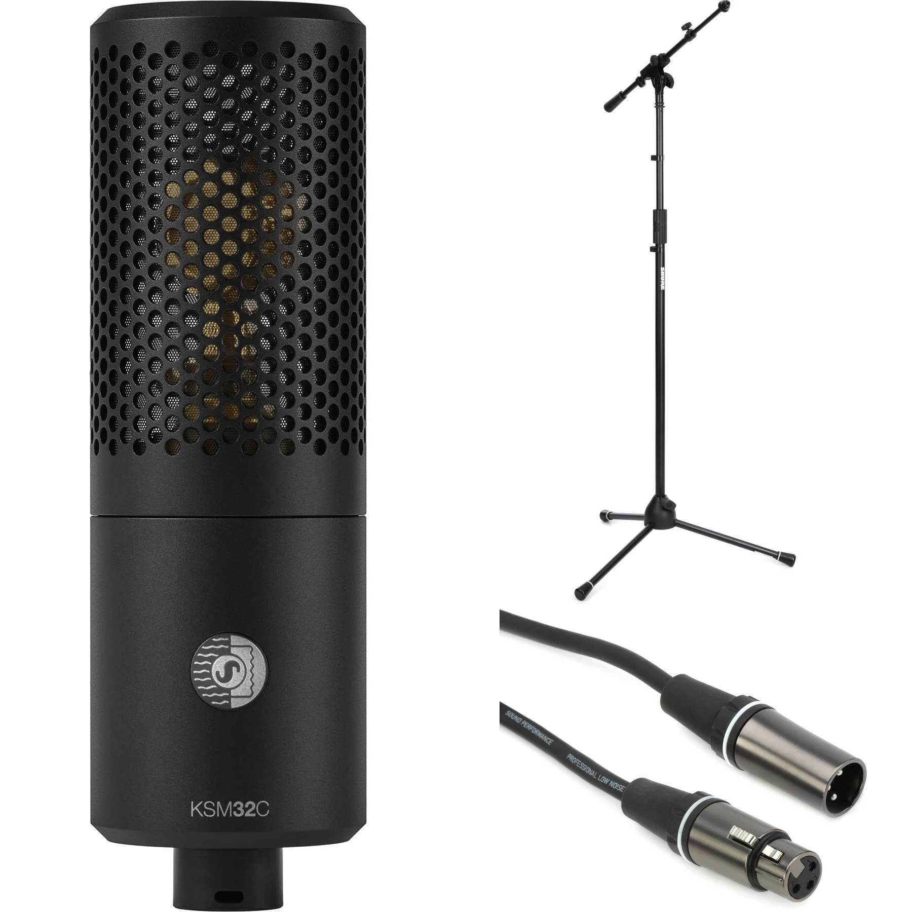 Shure KSM32C/HM 大振膜心形指向电容麦克风，带支架和线缆