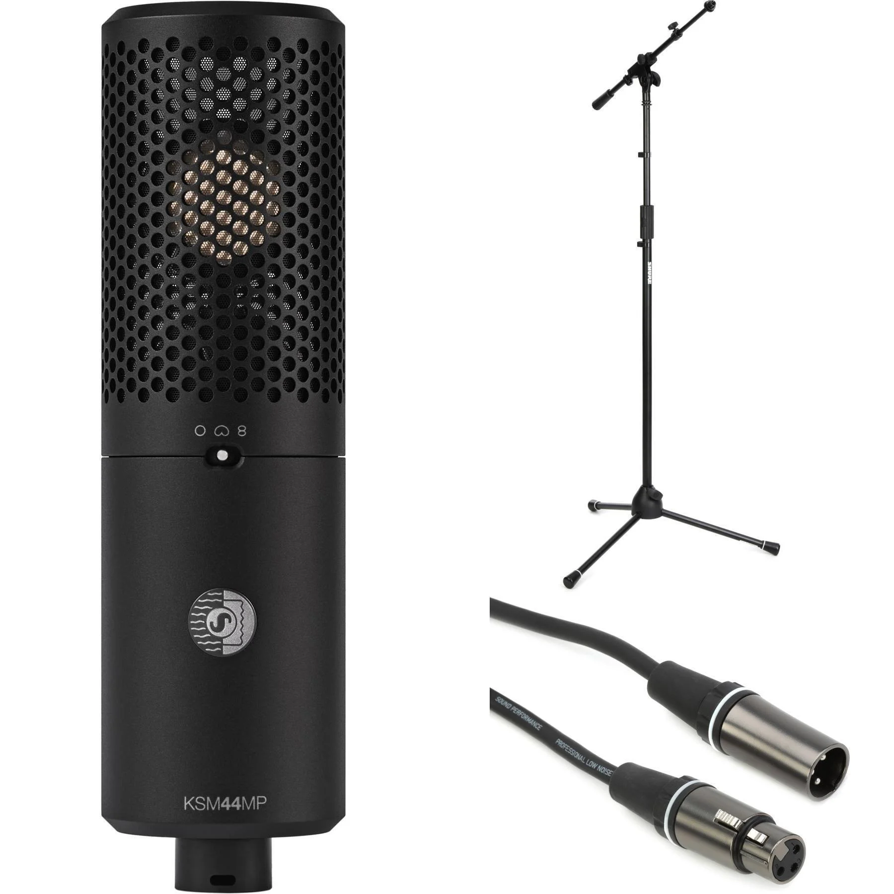 Shure KSM44MP 大振膜多指向电容麦克风，带支架和线缆