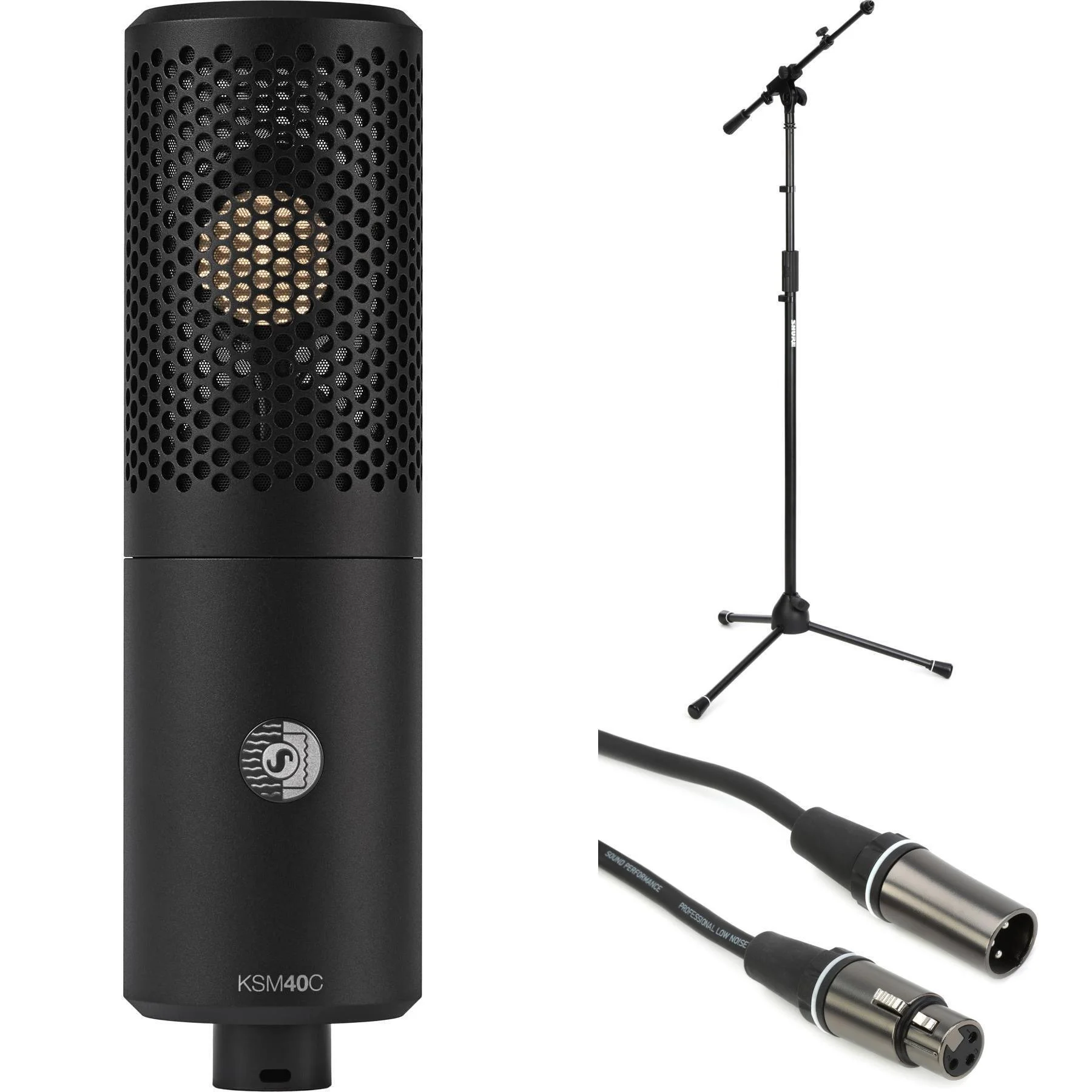 Shure KSM40C 大振膜心形指向电容麦克风，带支架和线缆