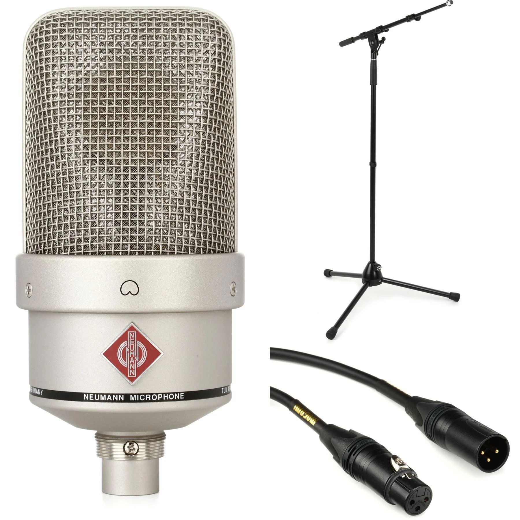 Neumann TLM 49 大振膜电容麦克风，含支架和线缆 - 镍色