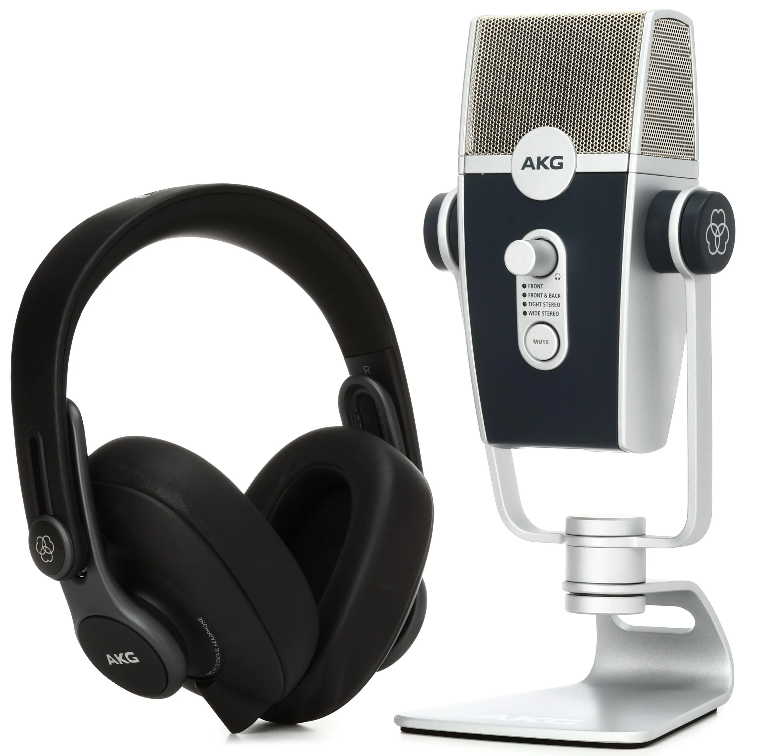AKG 播客必备套装，含 AKG Lyra USB 麦克风和 371 耳机