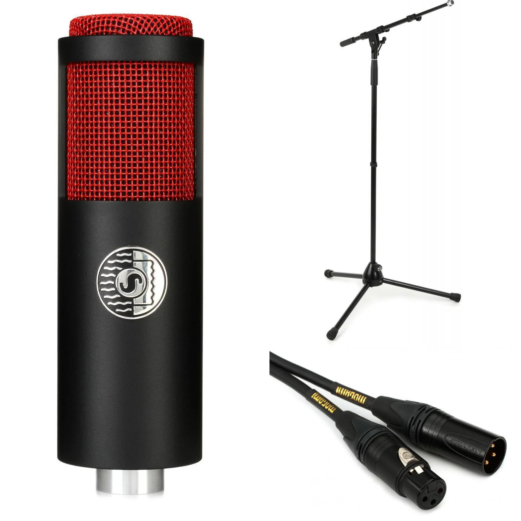 Shure KSM313/NE 双音色铝带麦克风套装，含支架和线缆