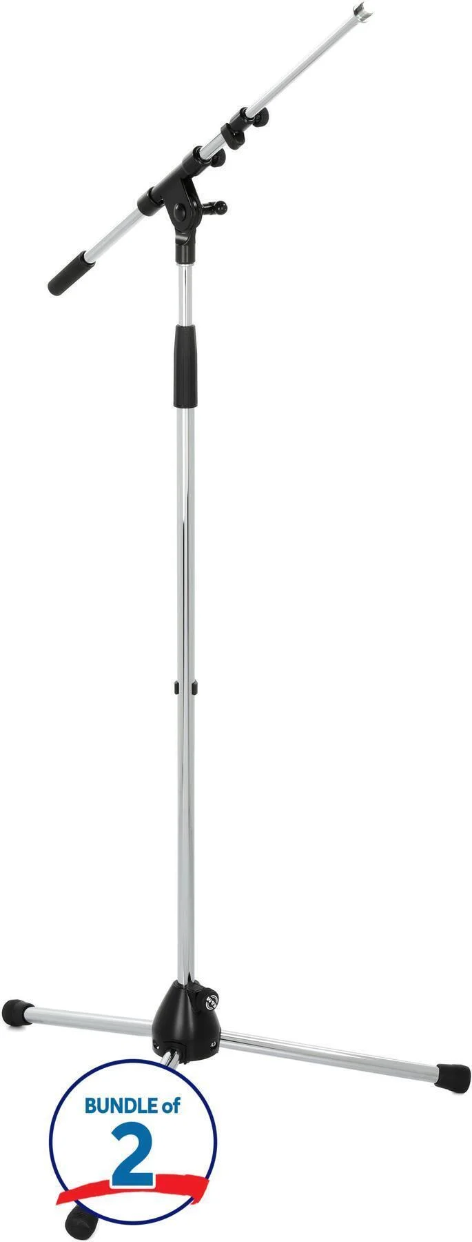 K&M 210/9 紧凑型麦克风支架 - 镀铬色（2只装）