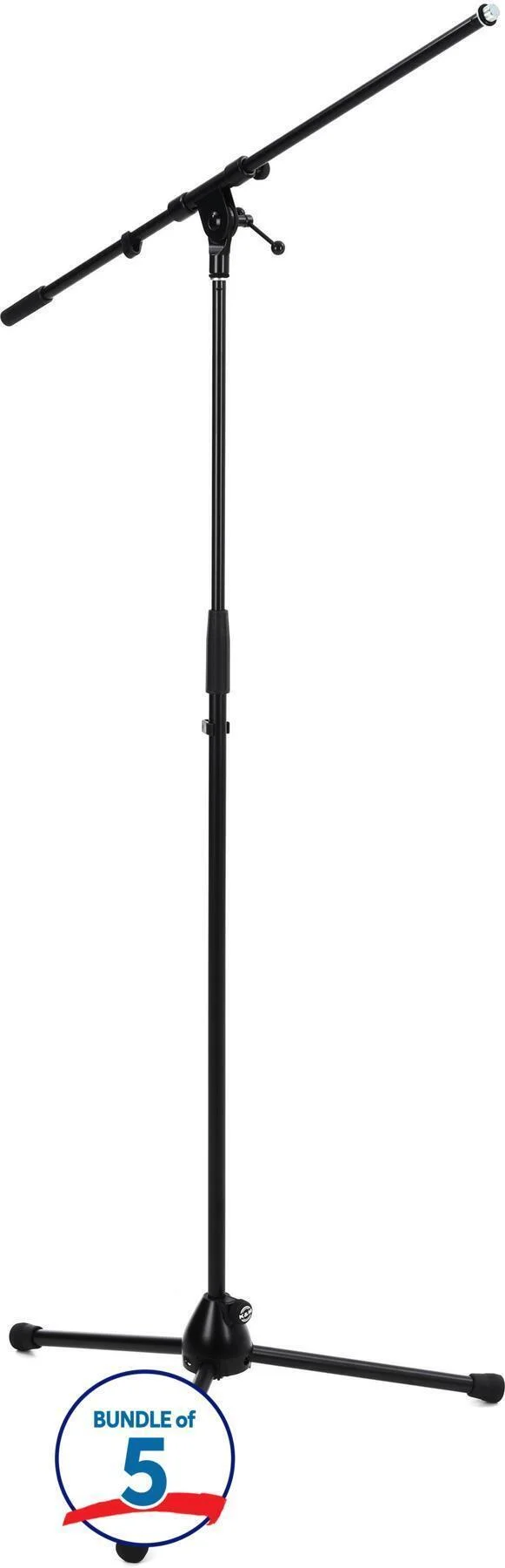 K&M 210/2 带固定吊臂的麦克风支架 - 黑色（5只装）