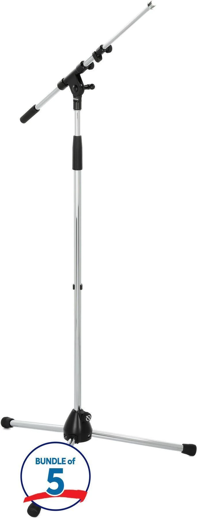 K&M 210/9 紧凑型麦克风支架 - 镀铬色（5只装）