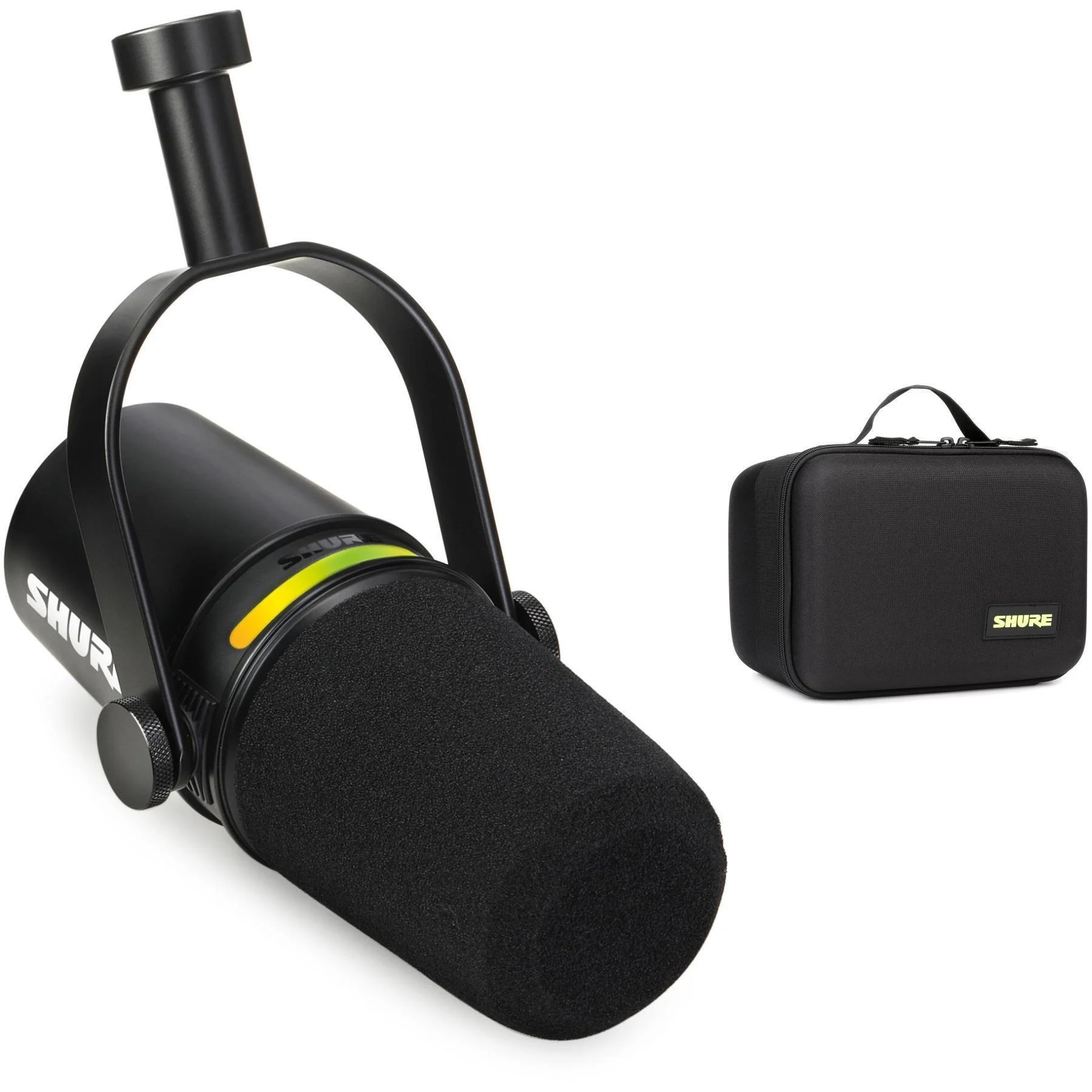 Shure MV7+ 混合播客麦克风，配便携包 - 黑色