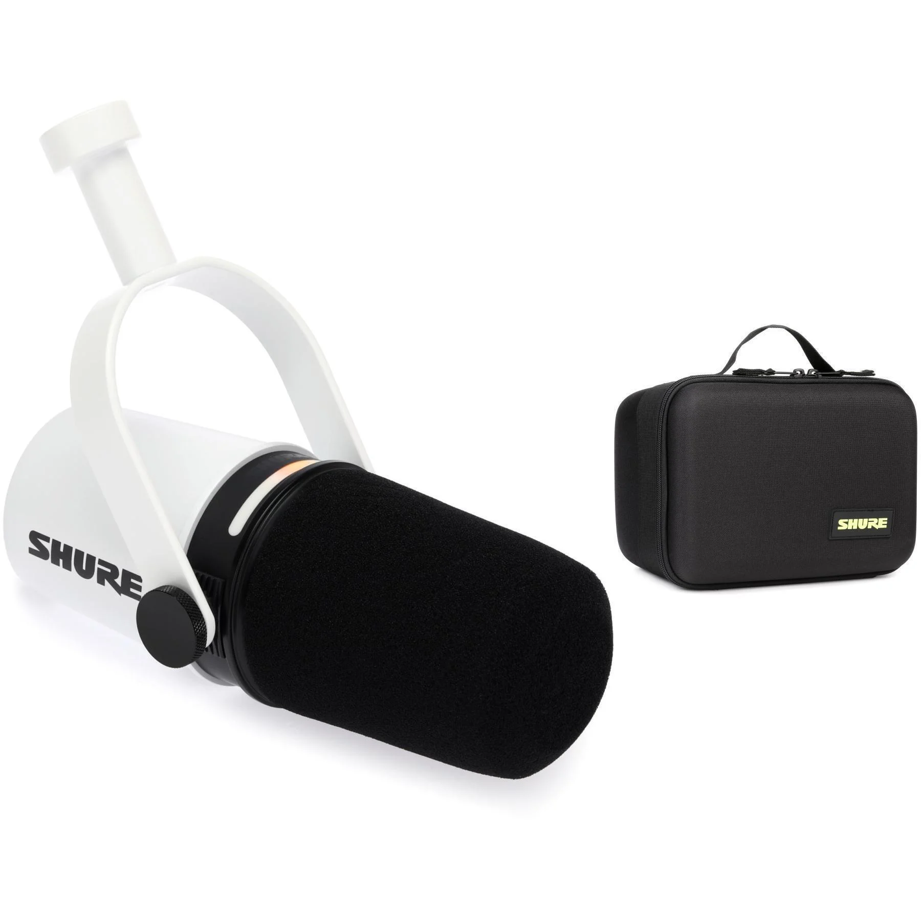 Shure MV7+ 混合播客麦克风，配便携包 - 白色