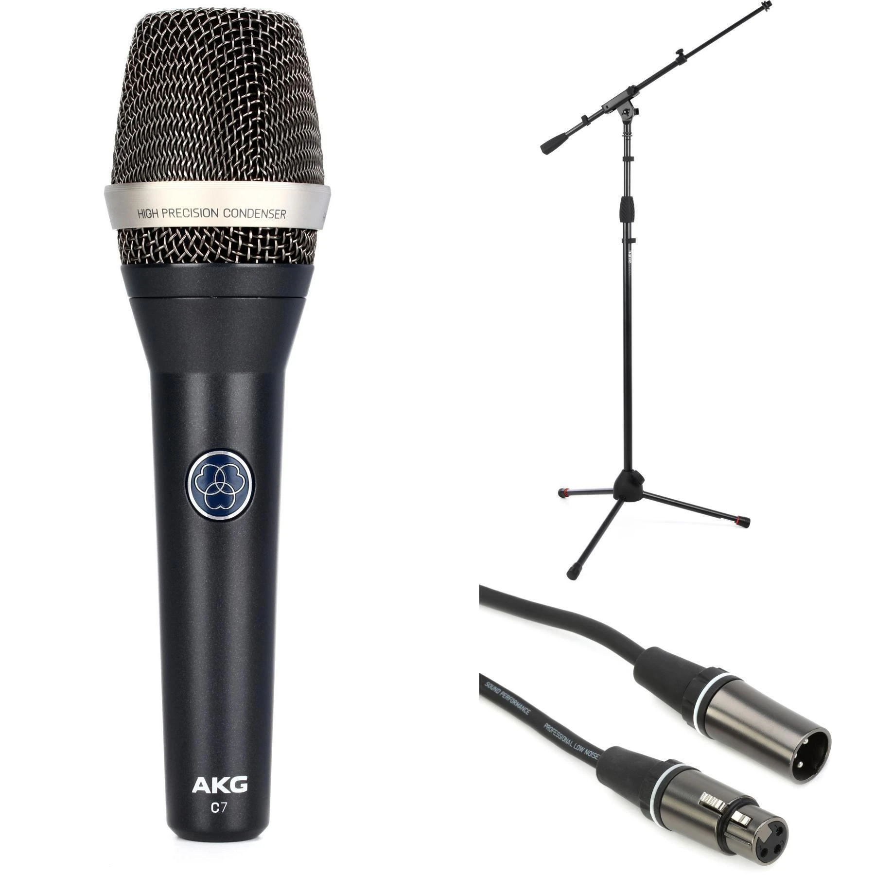 AKG C7 超心形电容手持人声麦克风，带支架和线缆