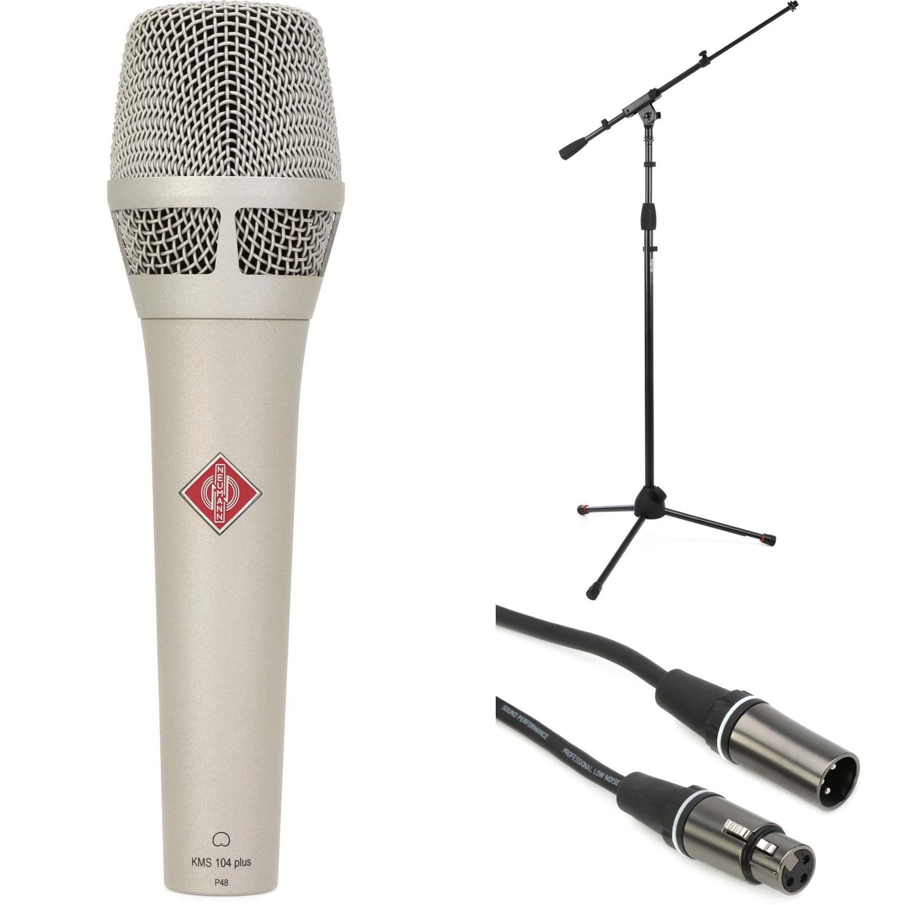 Neumann KMS 104 Plus 心形电容手持人声麦克风，带支架和线缆