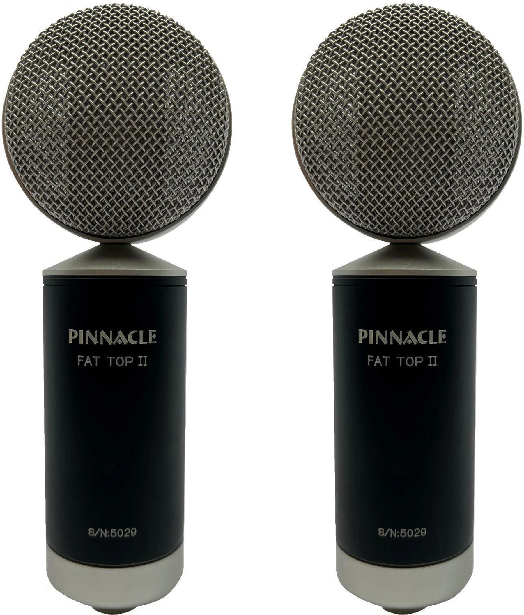 Pinnacle Microphones Fat Top II 铝带麦克风立体声对，带 Lundahl 变压器 - 黑色