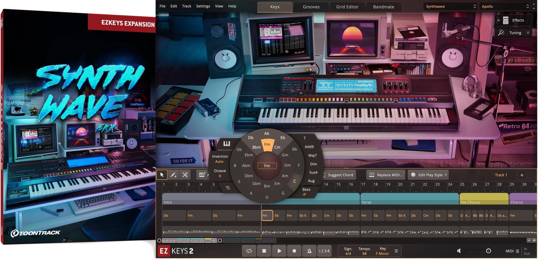 Toontrack Synthwave EKX 适用于 EZkeys 的音色扩展