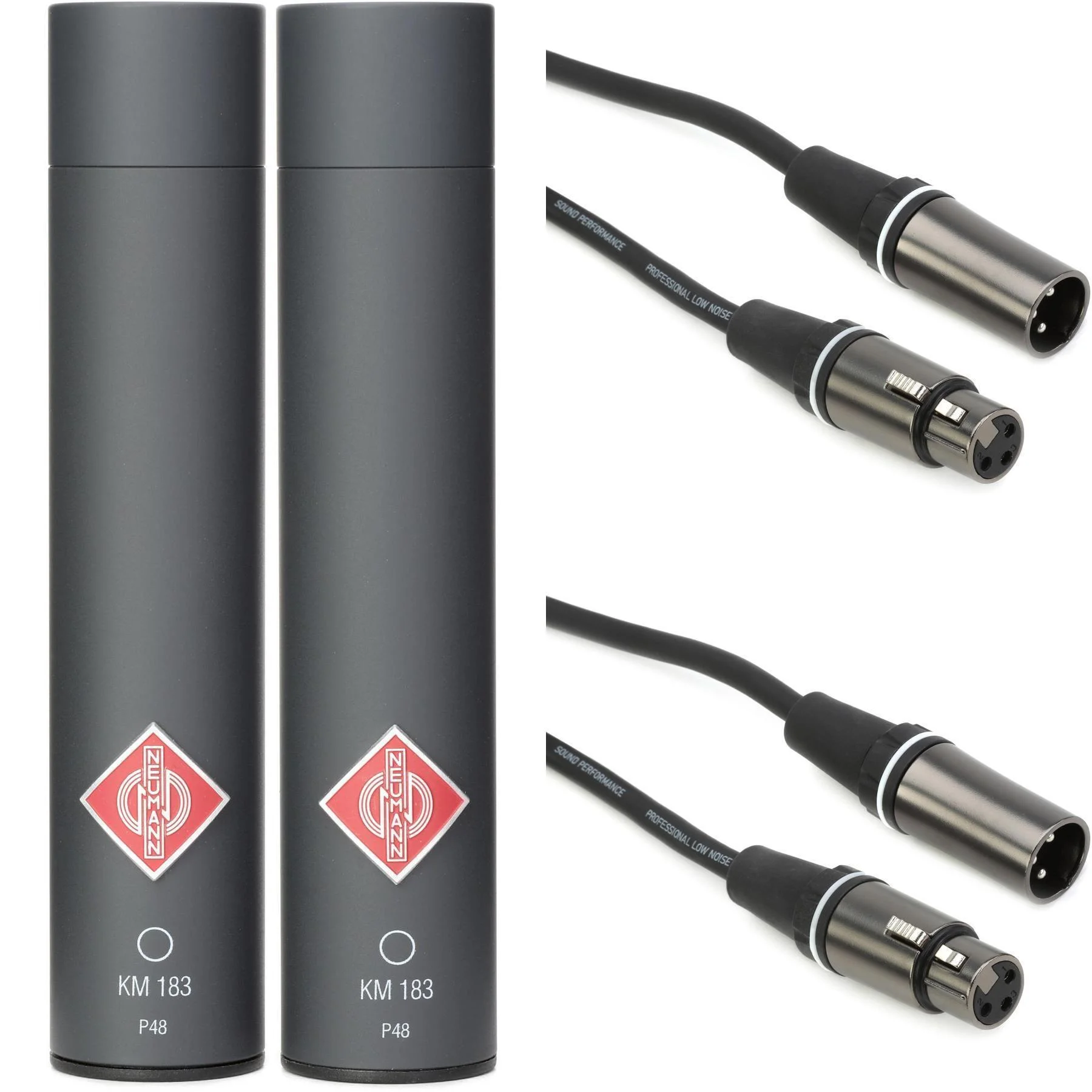 Neumann KM 183 立体声套装小振膜麦克风，含线缆 - 亚光黑