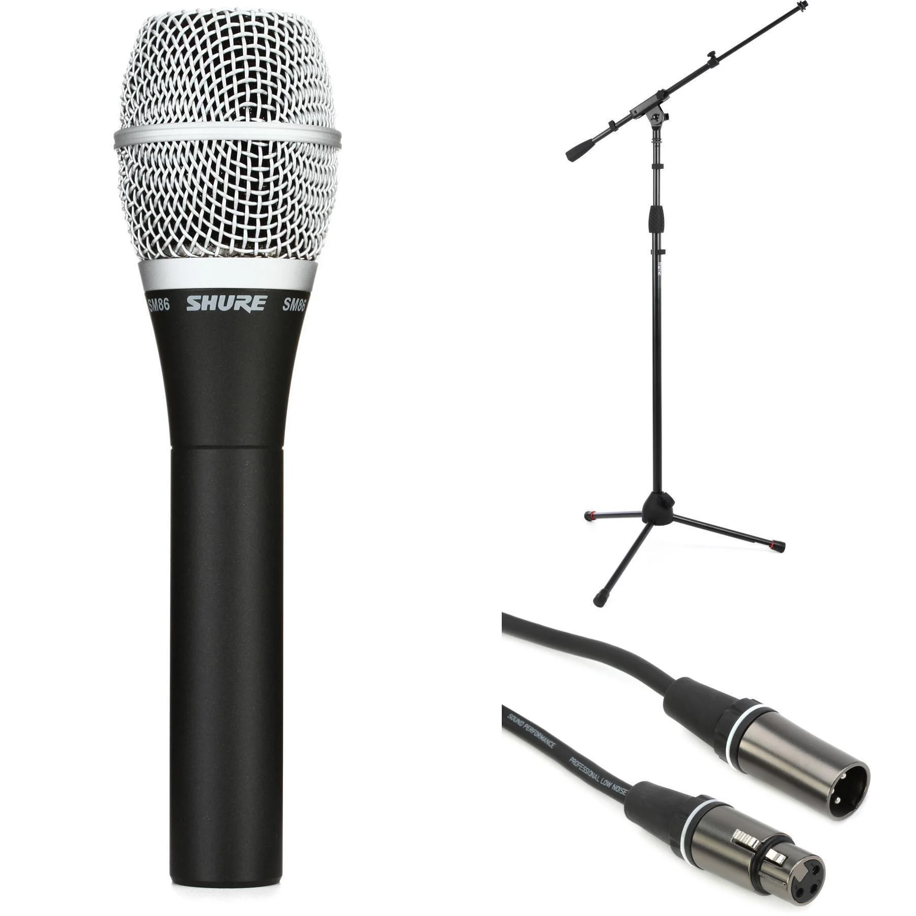 Shure SM86 心形电容手持麦克风套装，含支架和线缆