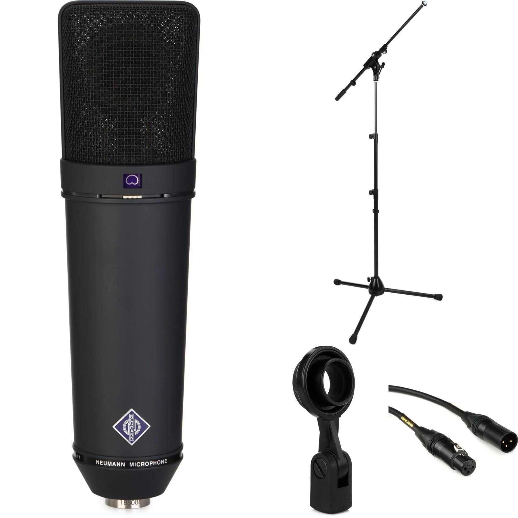 Neumann U 87 Ai 大振膜电容麦克风，含支架和线缆 - 亚光黑