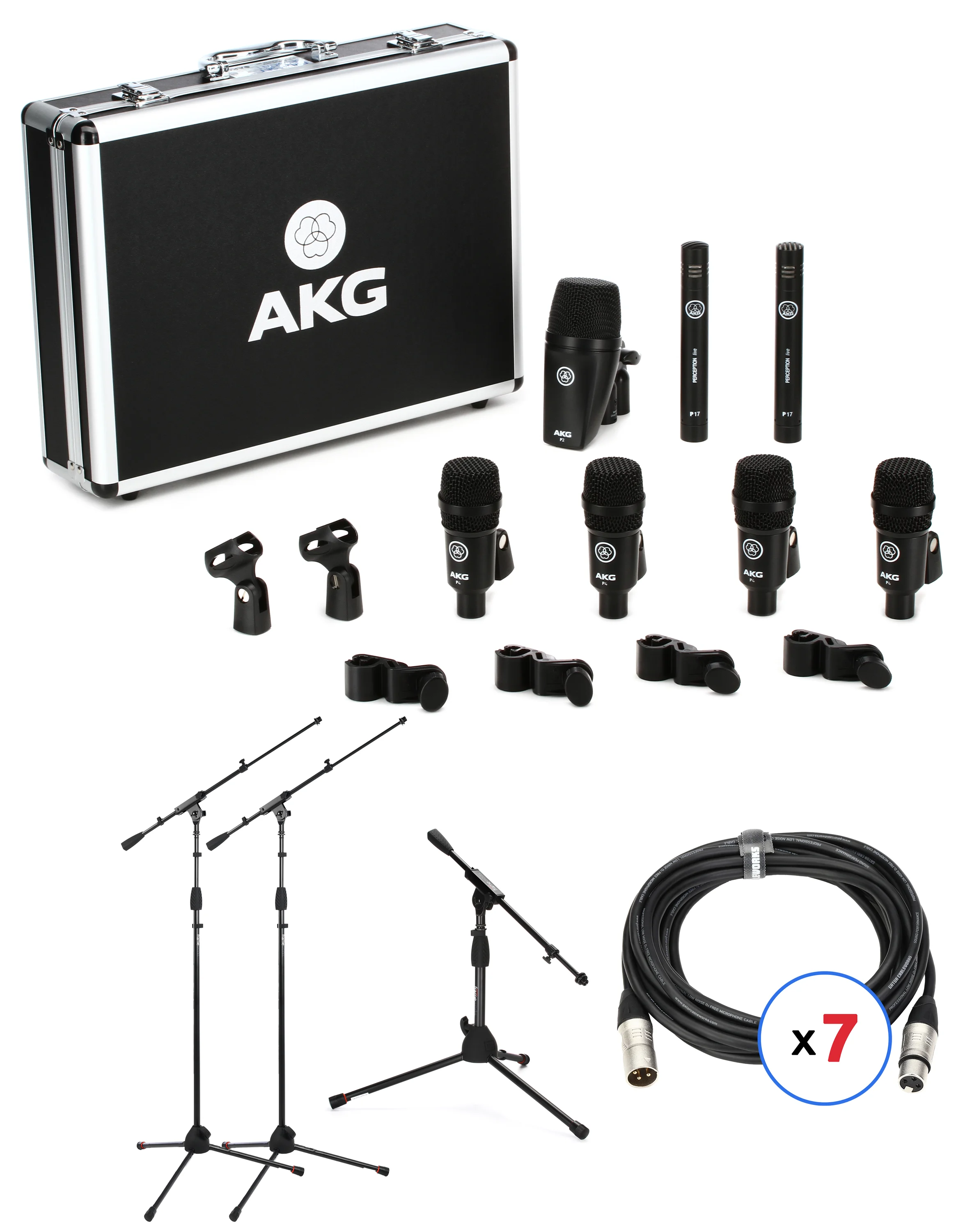AKG 鼓组 Session 1 麦克风套装，含支架和线缆