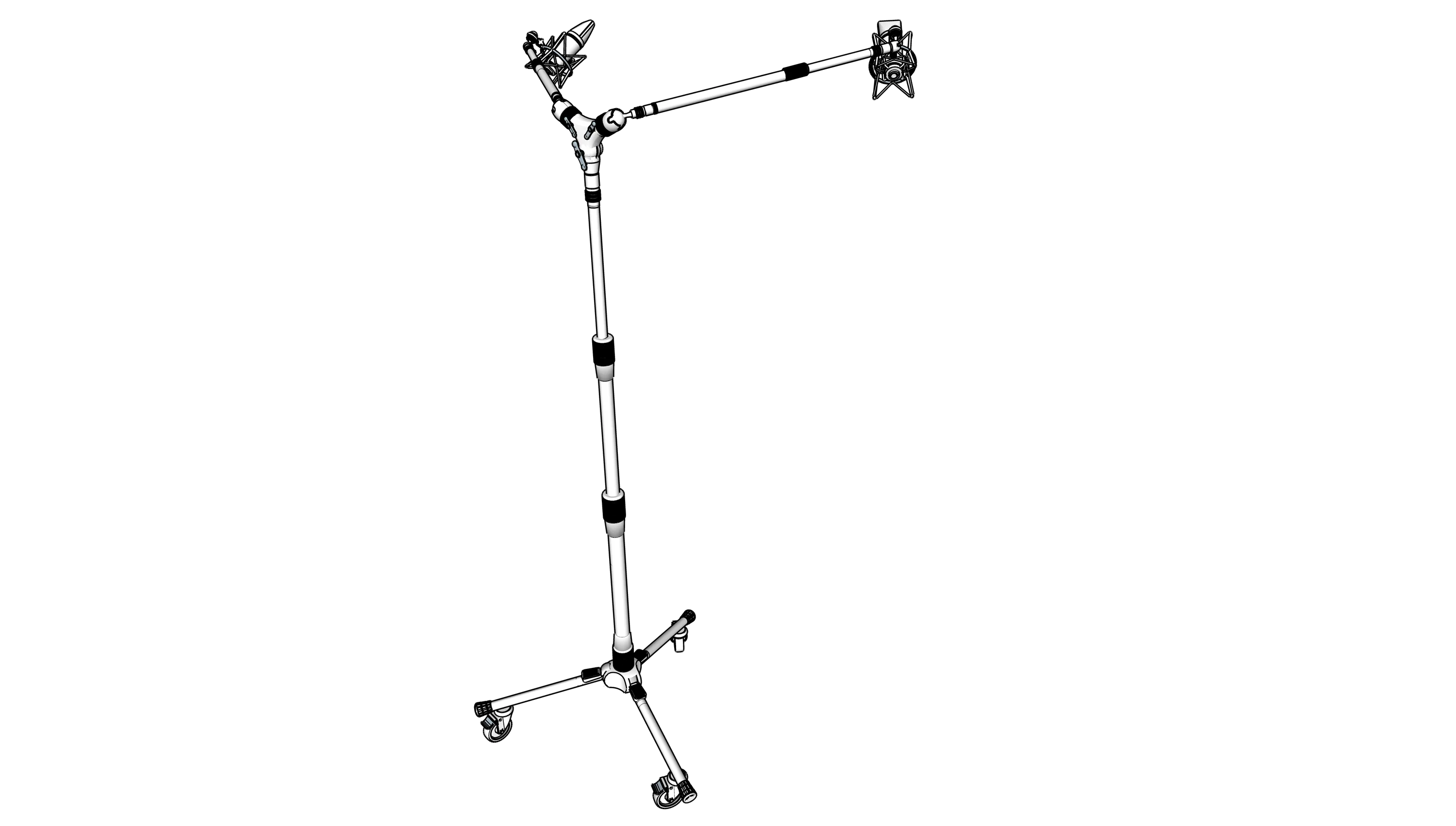 Triad-Orbit T3C 高型三脚双旋转吊杆麦克风支架，带脚轮