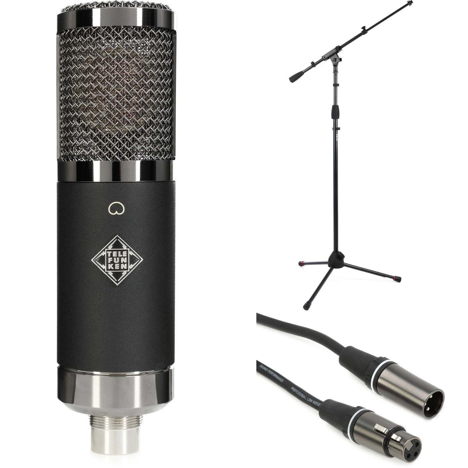 Telefunken TF17 大振膜 FET 电容麦克风，含支架和线缆