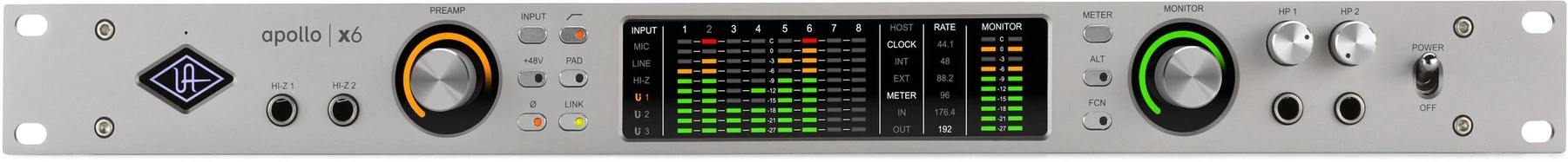 Universal Audio Apollo x6 第2代 Essentials+ 16 x 22 雷电音频接口，搭载 UAD DSP