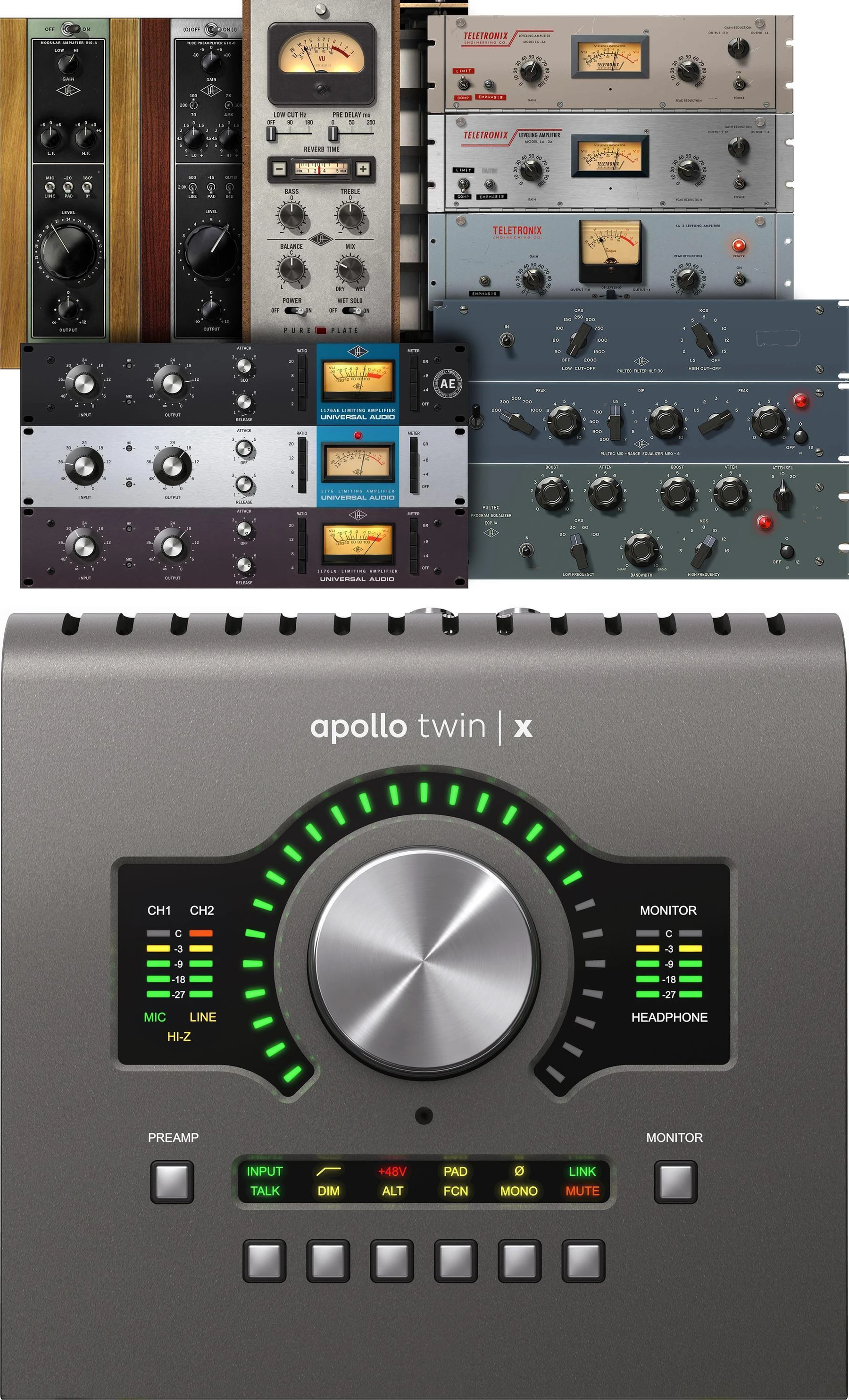 Universal Audio Apollo Twin X USB Heritage 版 10x6 USB 音频接口，搭载 UAD DSP