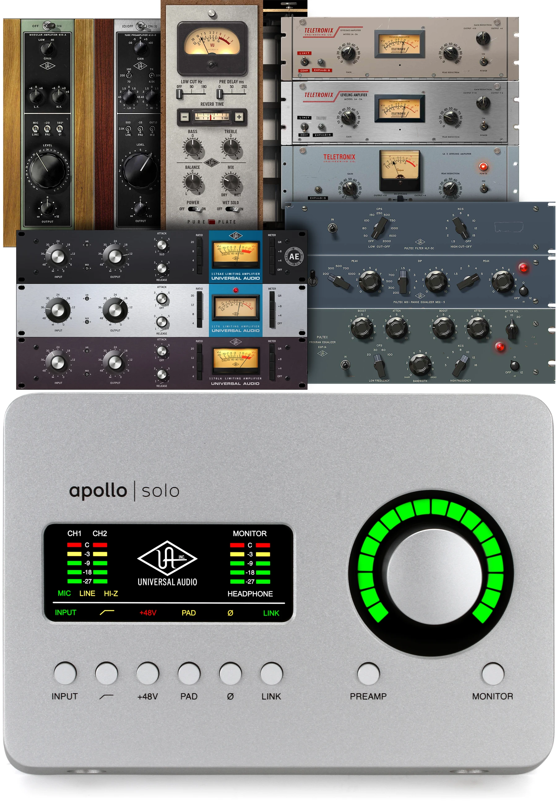 Universal Audio Apollo Solo Heritage 版 雷电 3 音频接口，搭载 UAD DSP