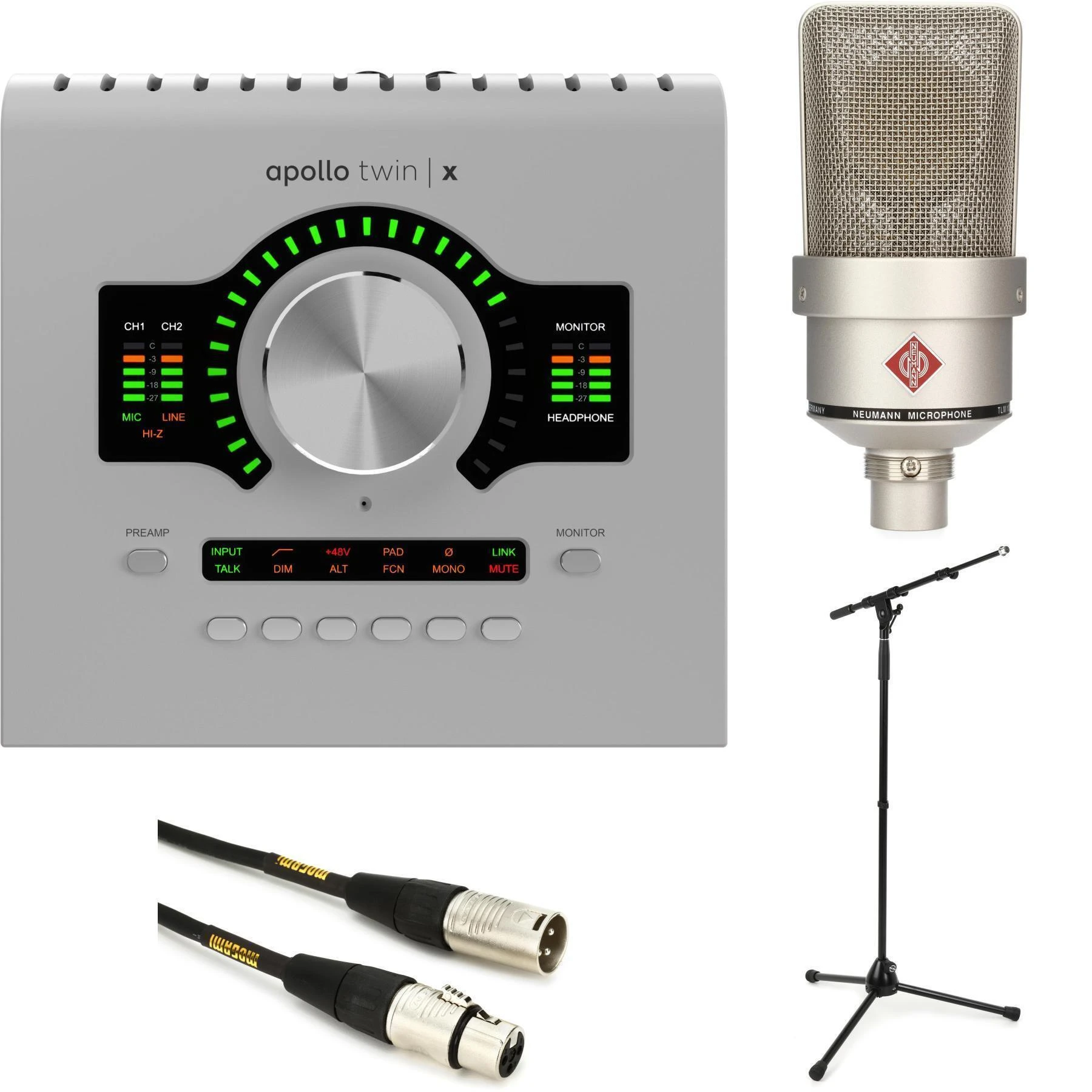 Universal Audio Apollo Twin X DUO G2 Essentials+ 10x6 Thunderbolt 音频接口和 Neumann TLM 103 电容麦克风套装