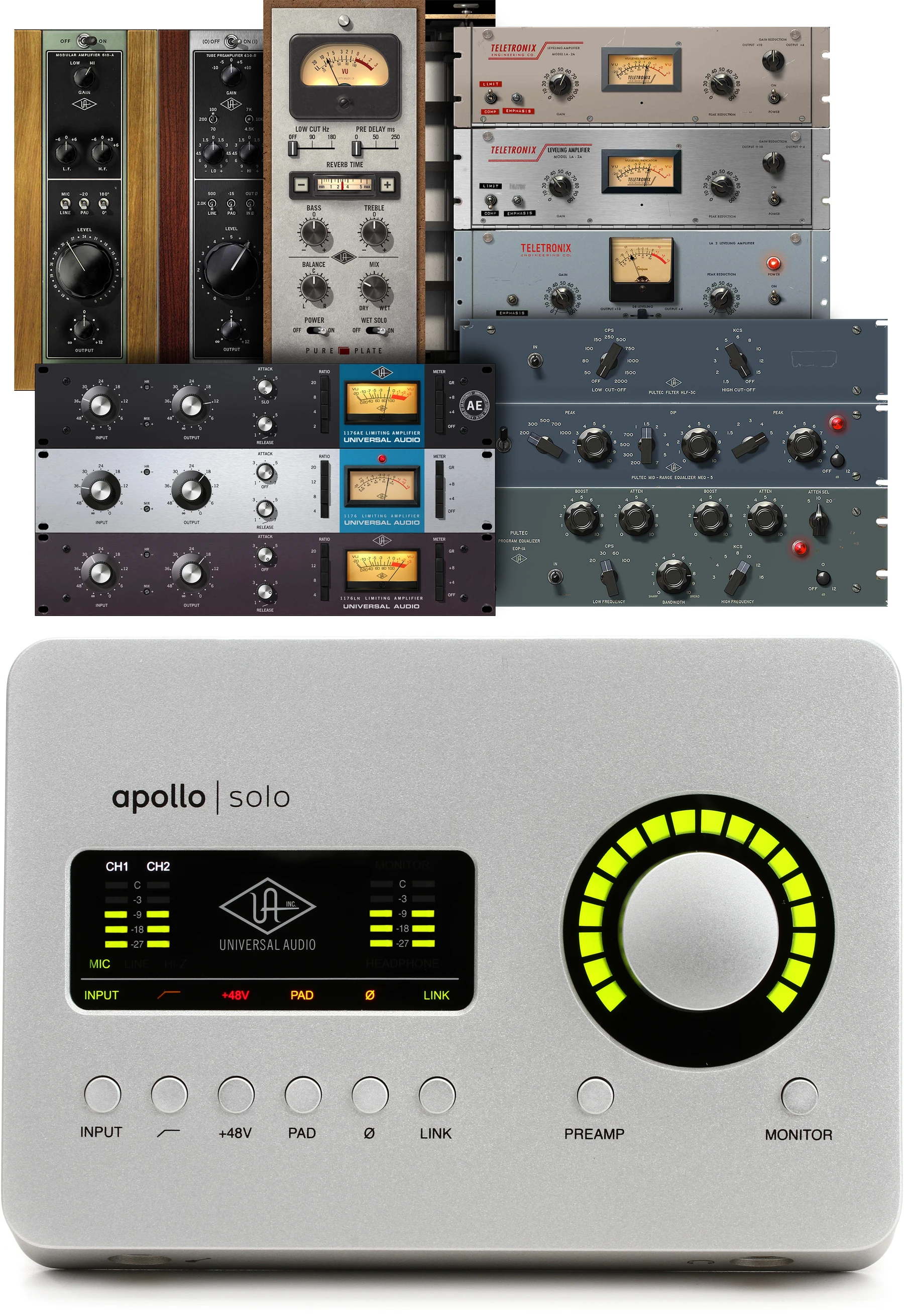 Universal Audio Apollo Solo Heritage Edition USB-C 音频接口，配备 UAD DSP
