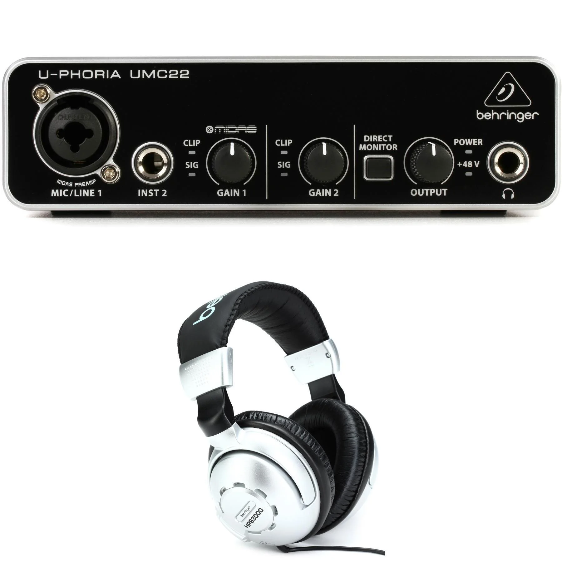 Behringer U-Phoria UMC22 USB 音频接口和耳机