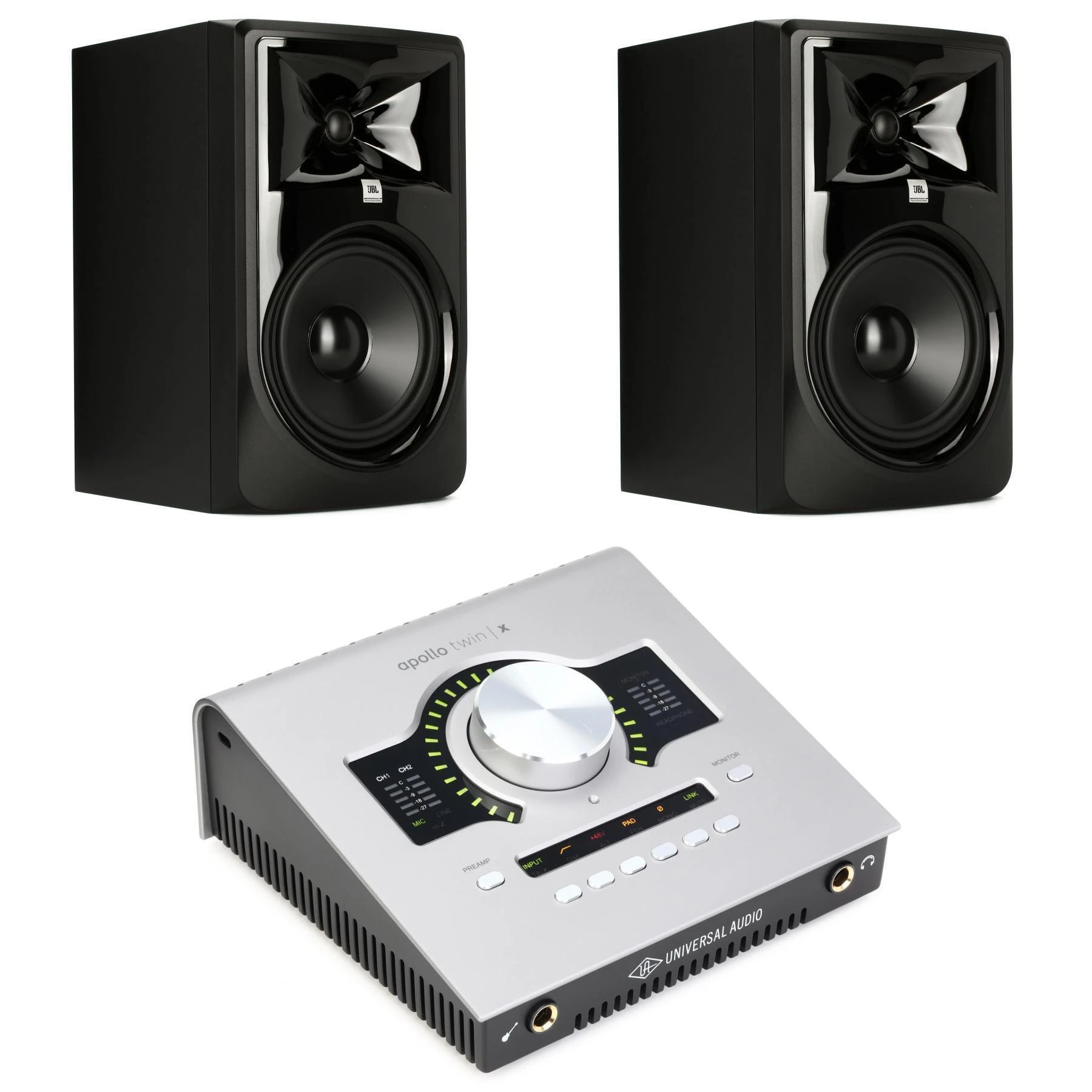 Universal Audio Apollo Twin X DUO G2 Essentials+ 10x6 雷电音频接口，含 JBL 308P MkII 8英寸监听音箱