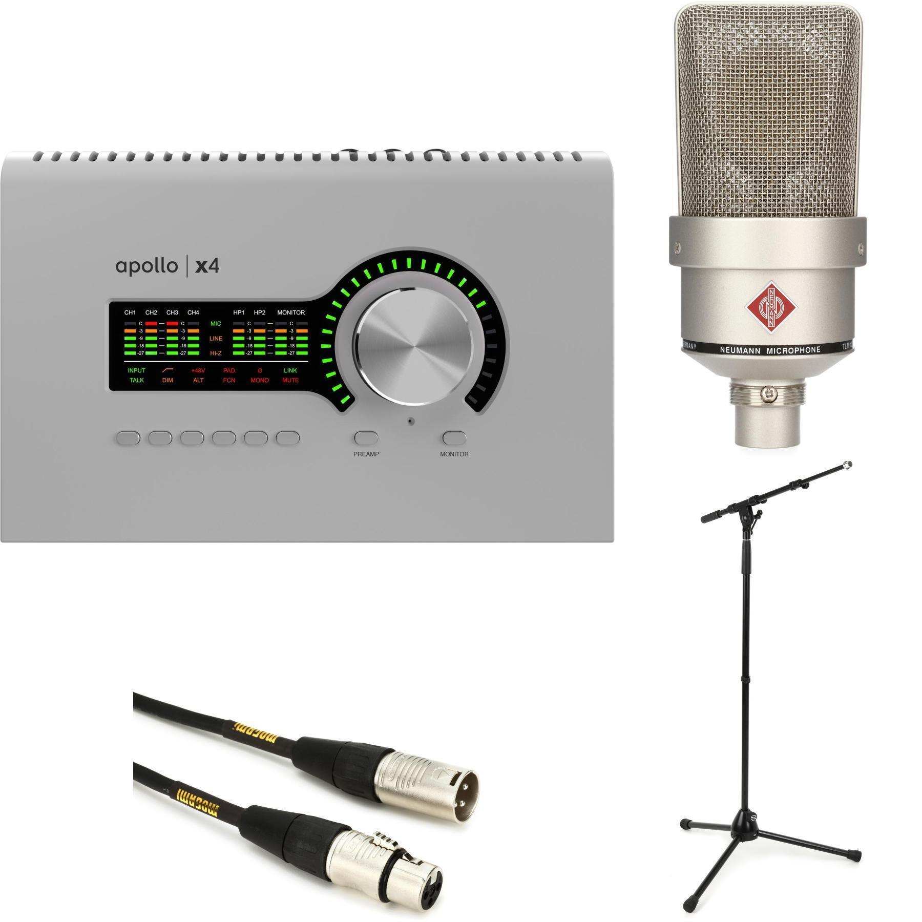 Universal Audio Apollo x4 G2 Essentials+ 12x18 雷电音频接口和 Neumann TLM 103 电容麦克风套装