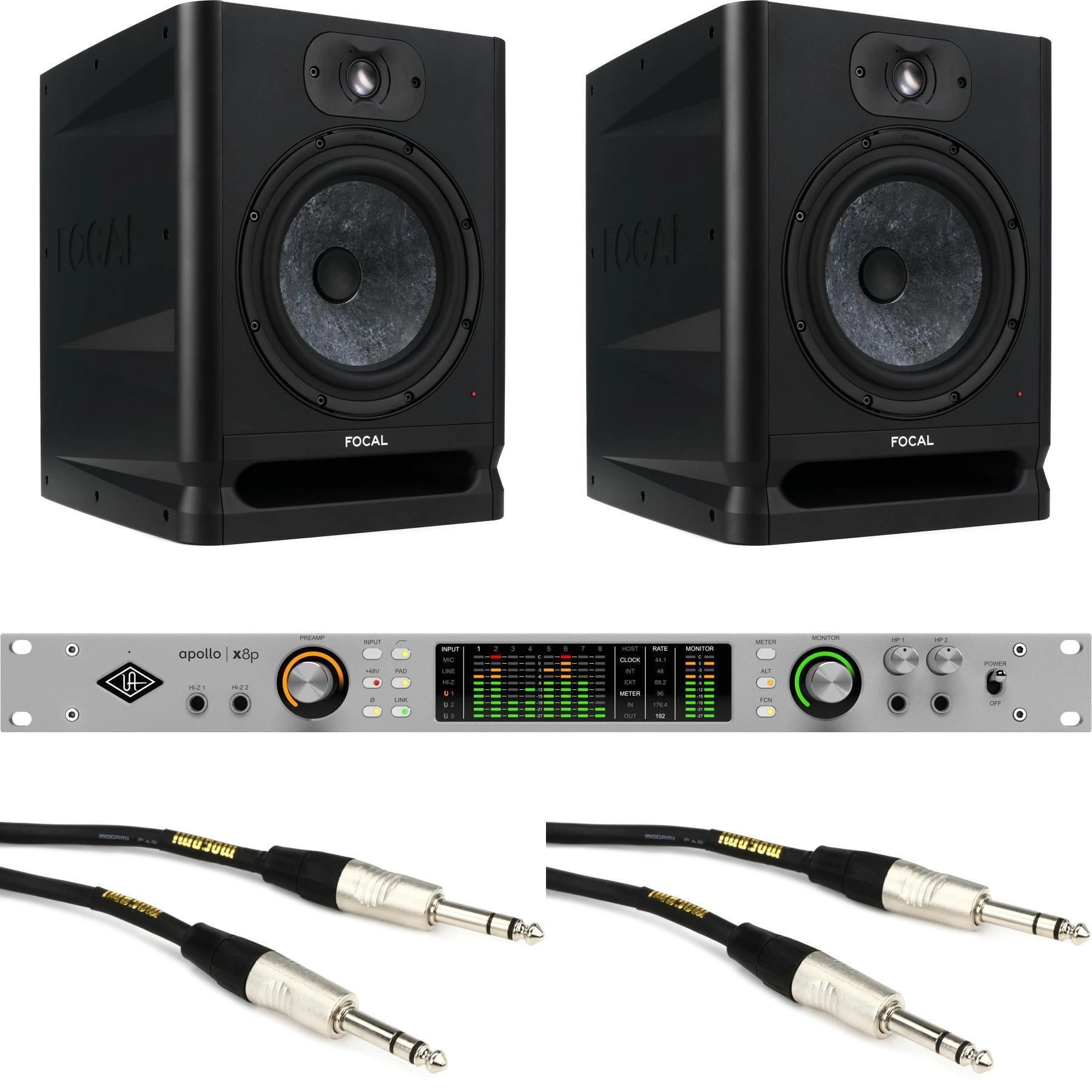 Universal Audio Apollo x8p G2 Essentials+ 16x22 雷电音频接口，搭配 Focal Alpha 80 Evo 8英寸有源监听音箱