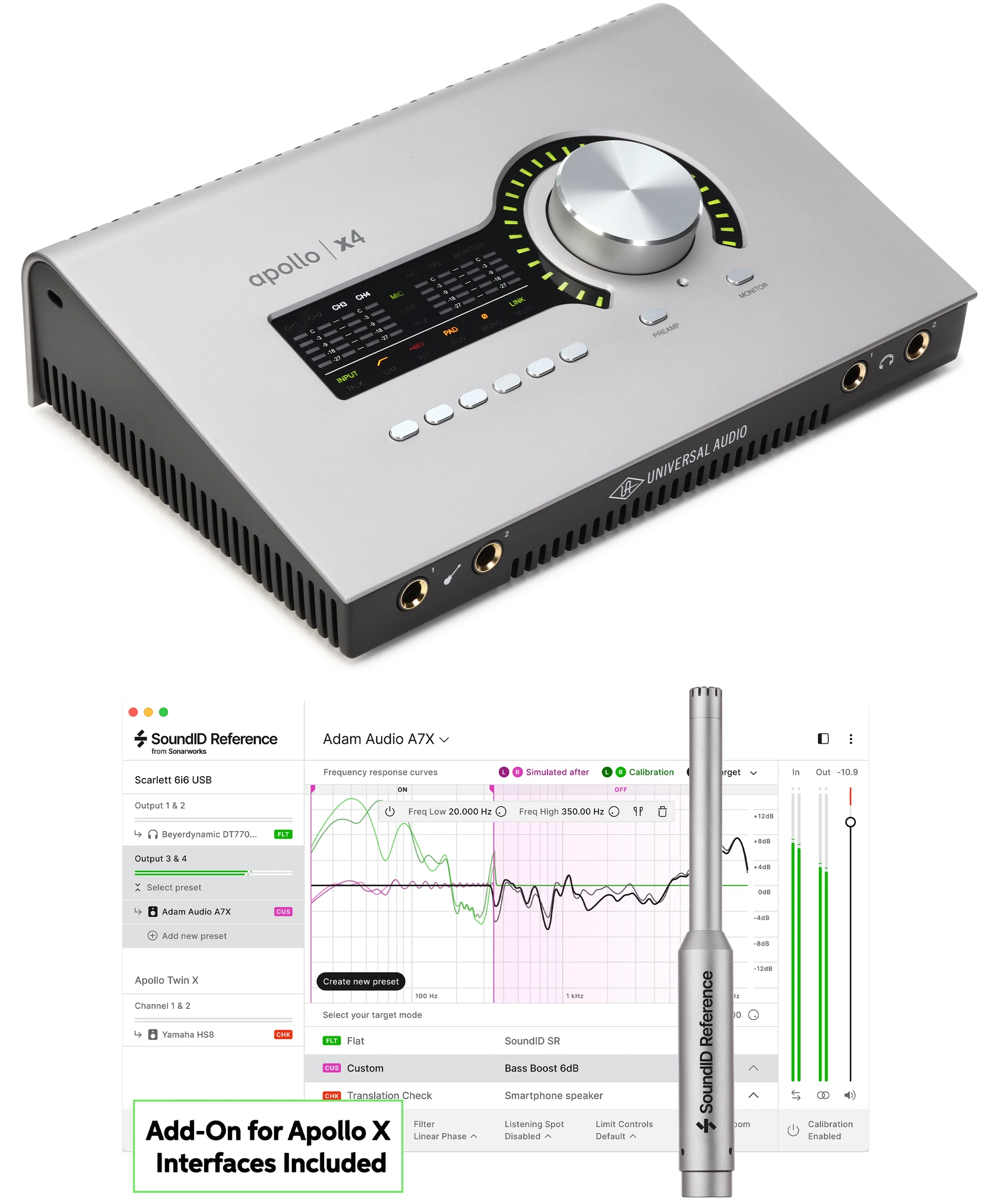 Universal Audio Apollo x4 G2 Essentials+ 12x18 雷电音频接口，带 Sonarworks SoundID Reference 插件