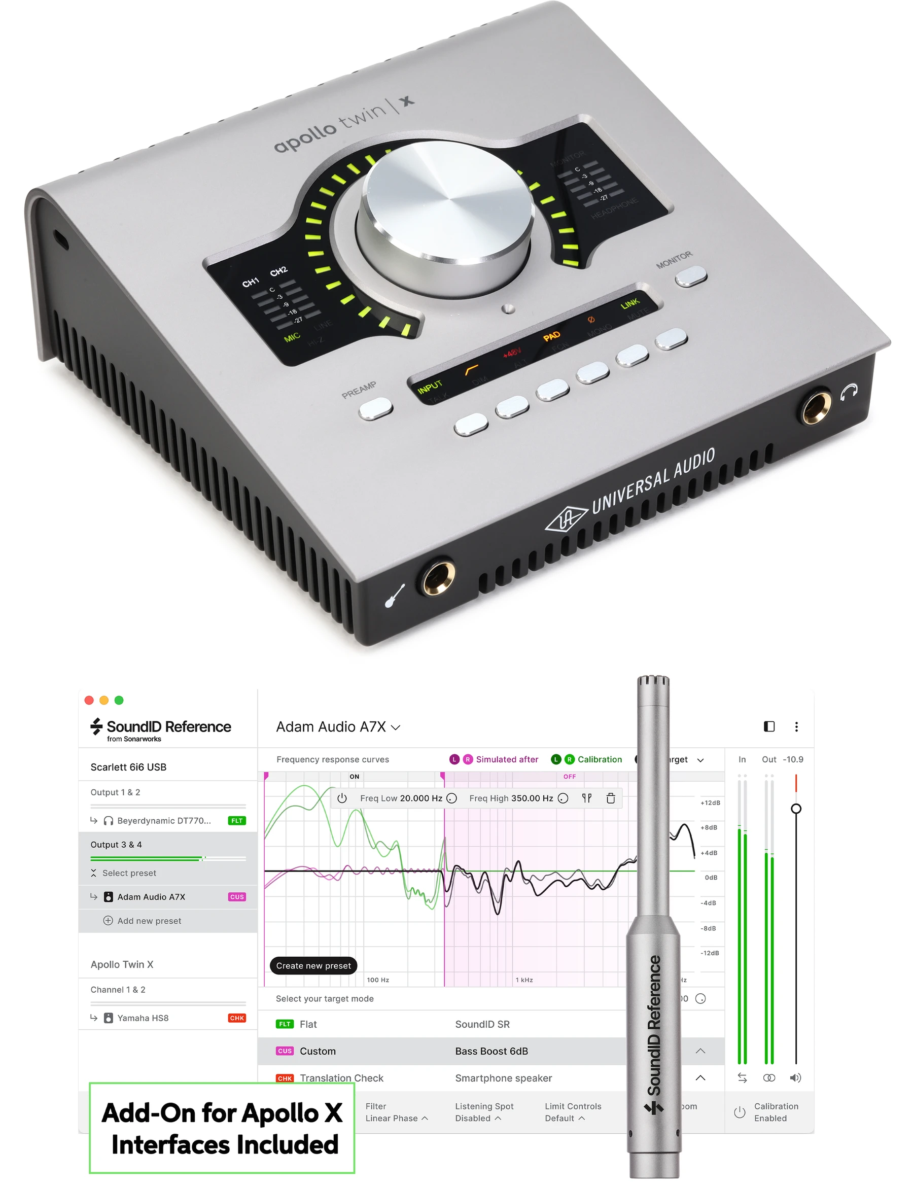 Universal Audio Apollo Twin X QUAD G2 Essentials+ 10x6 Thunderbolt音频接口，含Sonarworks SoundID Reference插件