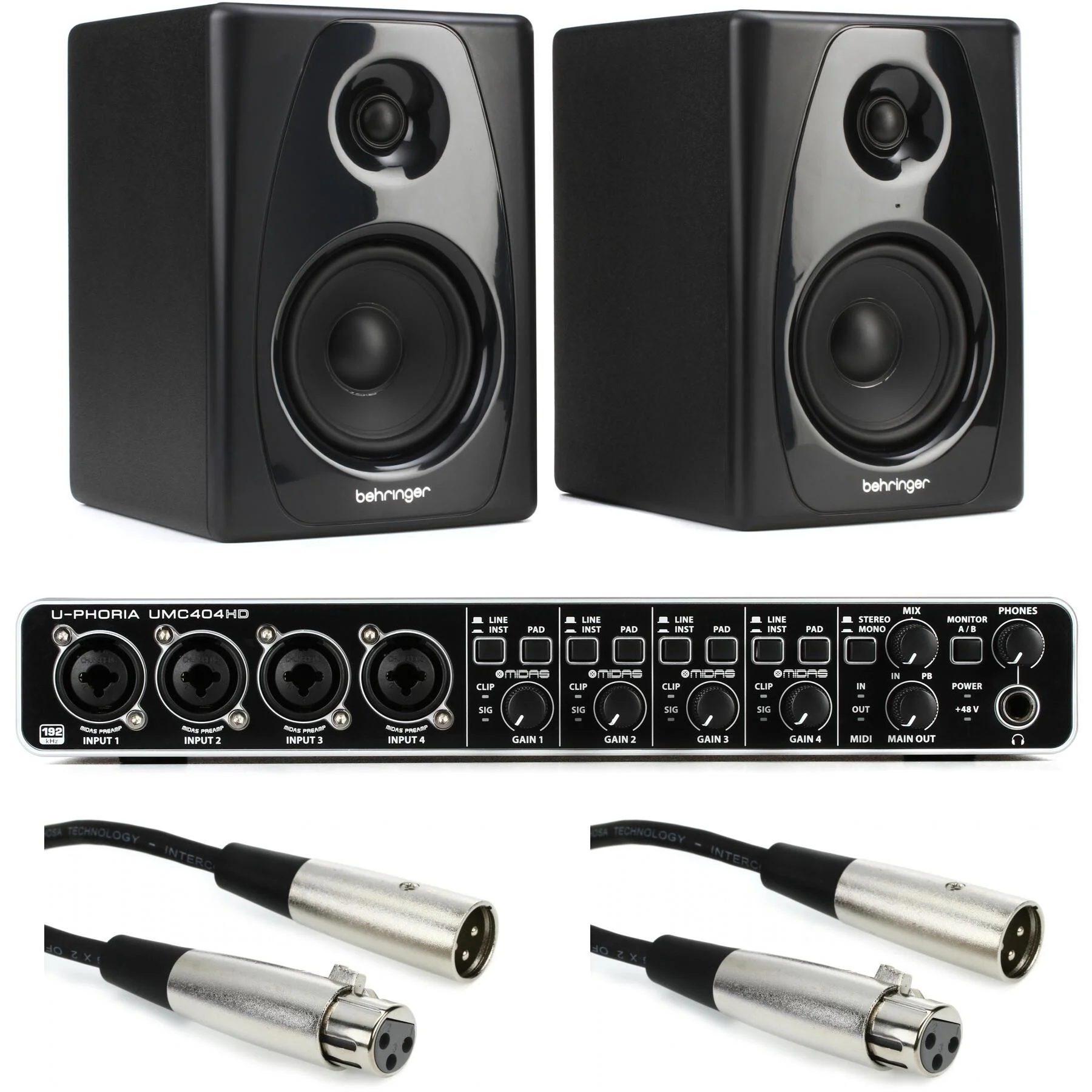 Behringer U-Phoria UMC404HD USB音频接口与Studio 50USB 5英寸有源监听音箱套装