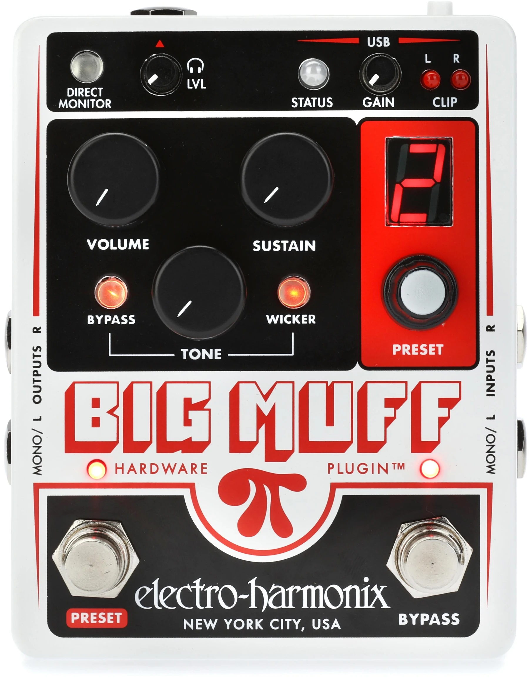 Electro-Harmonix Big Muff Pi硬件插件效果踏板及2进/2出USB接口
