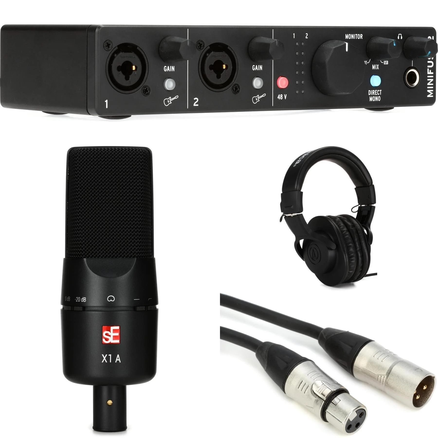 Arturia MiniFuse 2 USB-C音频接口录音套装 - 黑色
