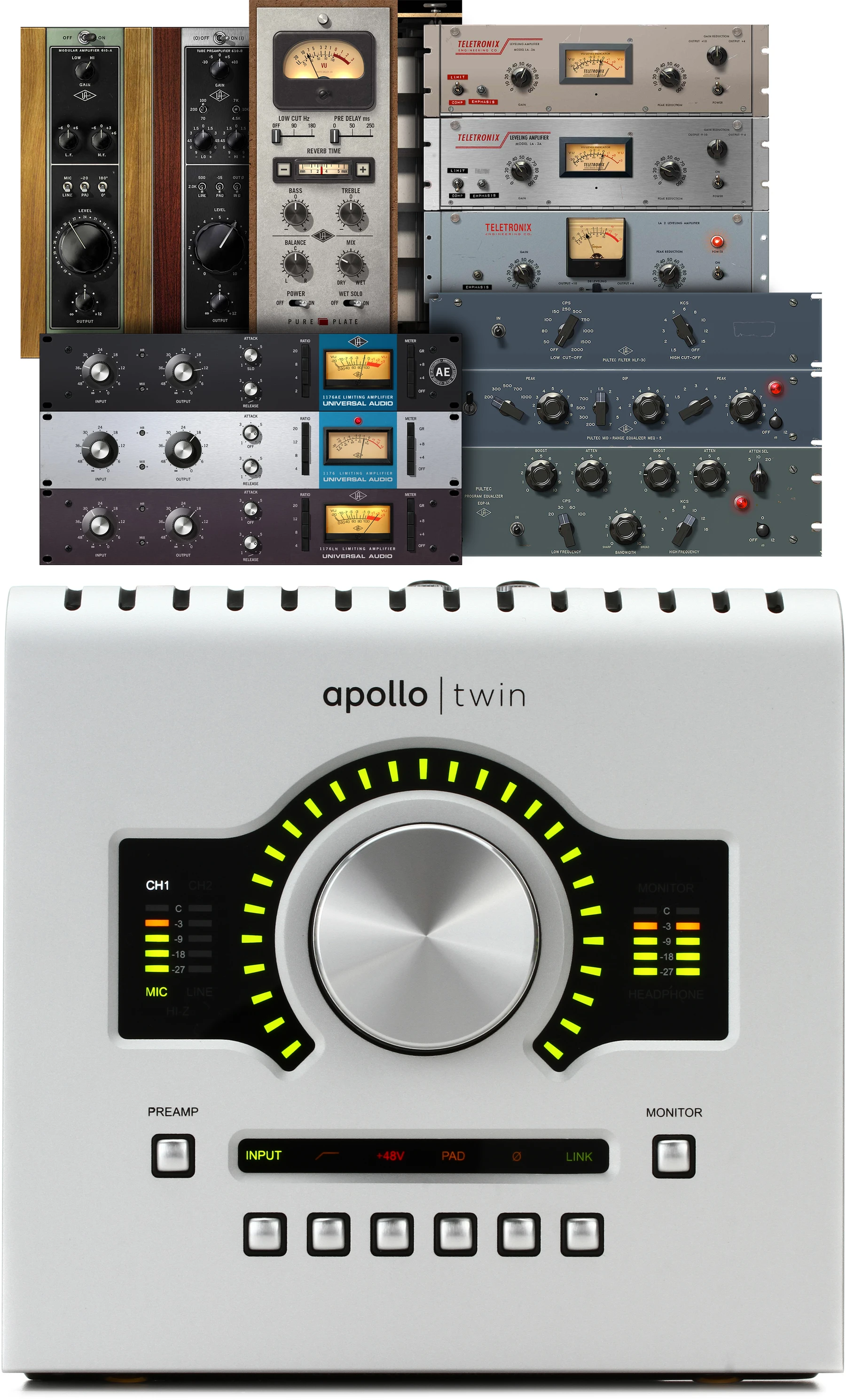 Universal Audio Apollo Twin USB DUO Heritage Edition 10x6 USB 音频接口，搭载 UAD DSP