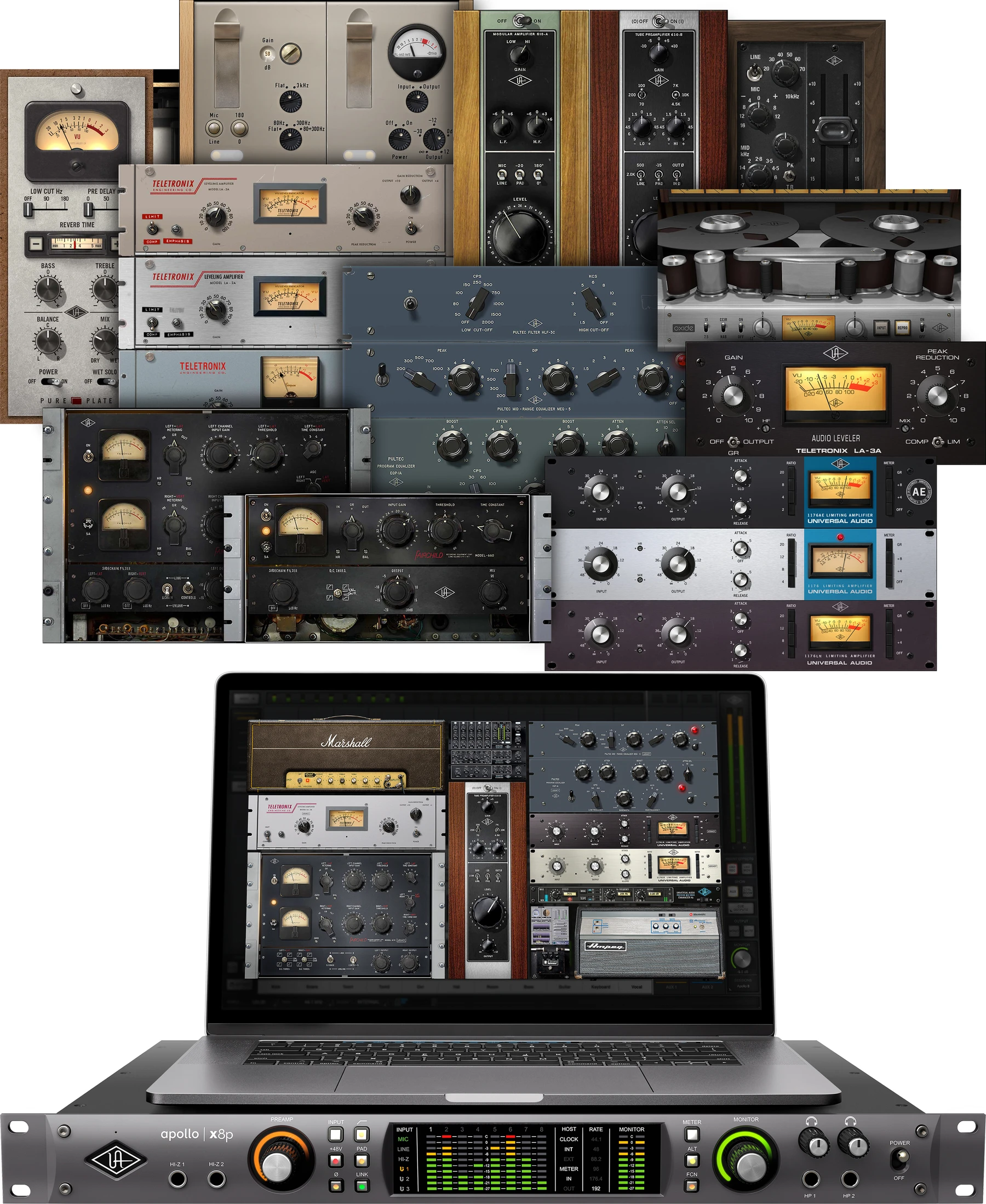 Universal Audio Apollo x8p Heritage Edition 16 x 22 Thunderbolt 3 音频接口，搭载 UAD DSP