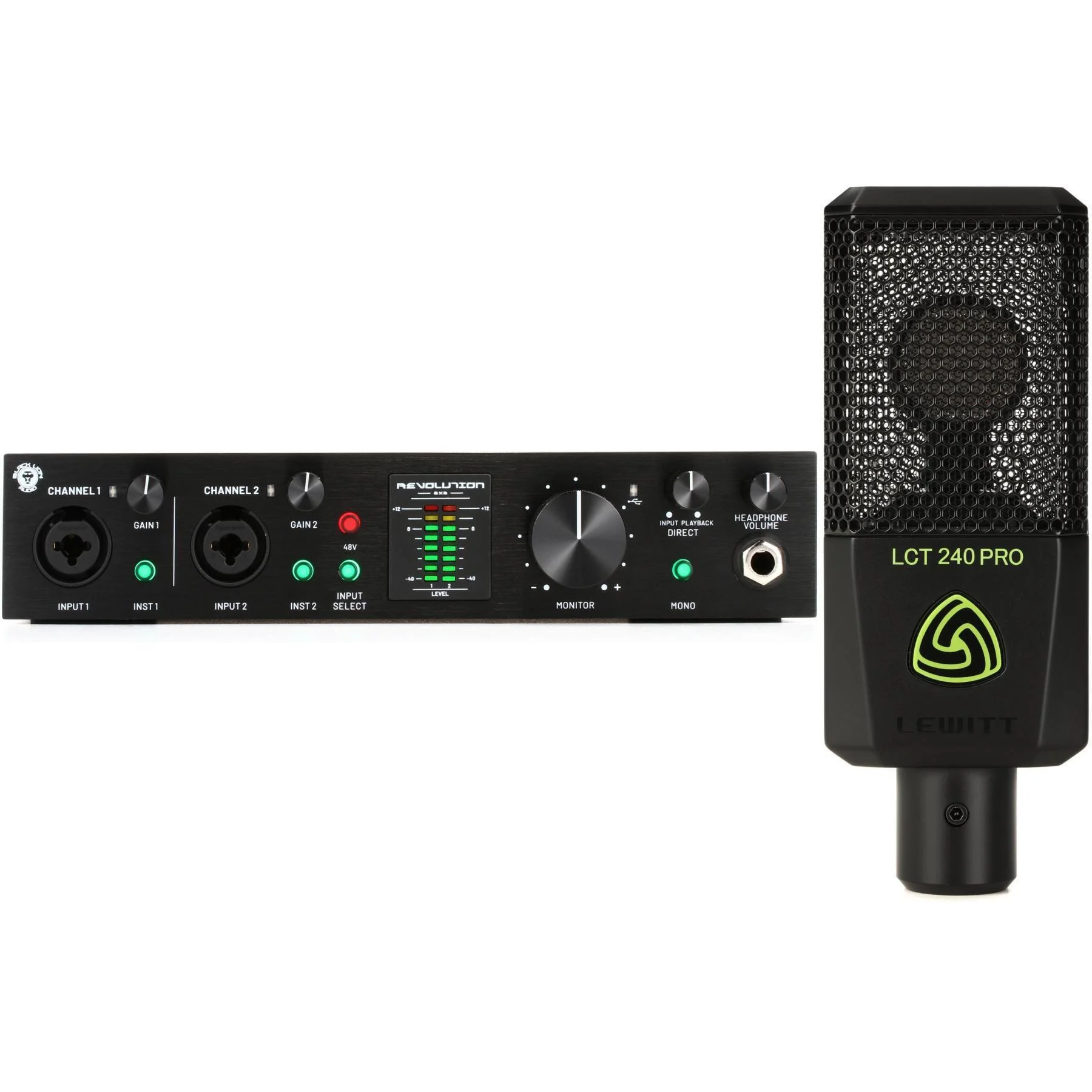 Black Lion Audio Revolution 2x2 USB 音频接口和 Lewitt LCT 240 PRO 电容麦克风
