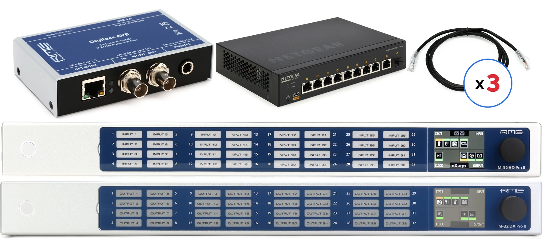 RME Digiface AVB 音频接口和 32通道转换器套装